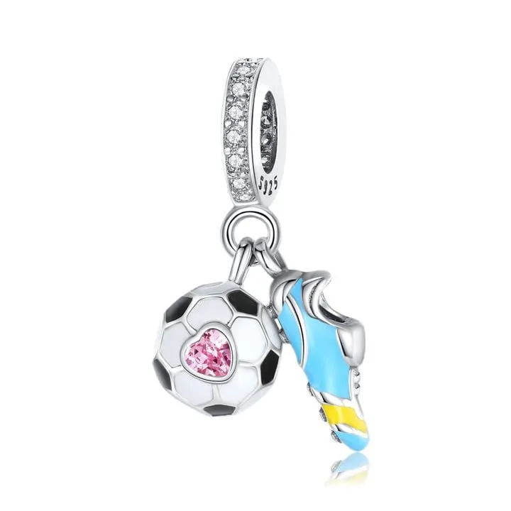 Annmors Ciondolo in Argento Sterling 925 Football and Shoes con Zirconia Cubica - immagine 1