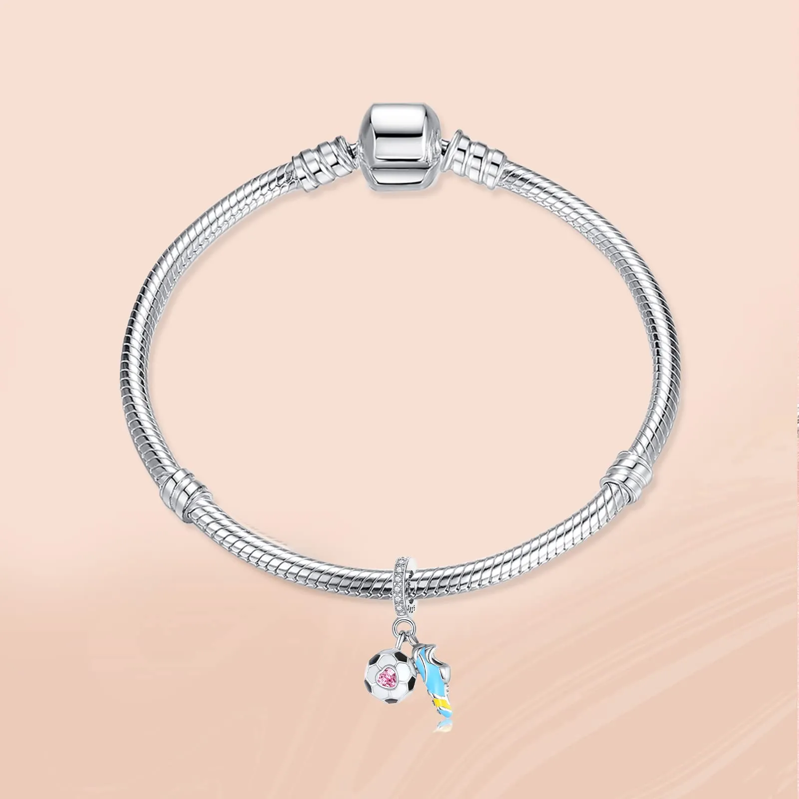 Annmors Ciondolo in Argento Sterling 925 Football and Shoes con Zirconia Cubica - immagine 2