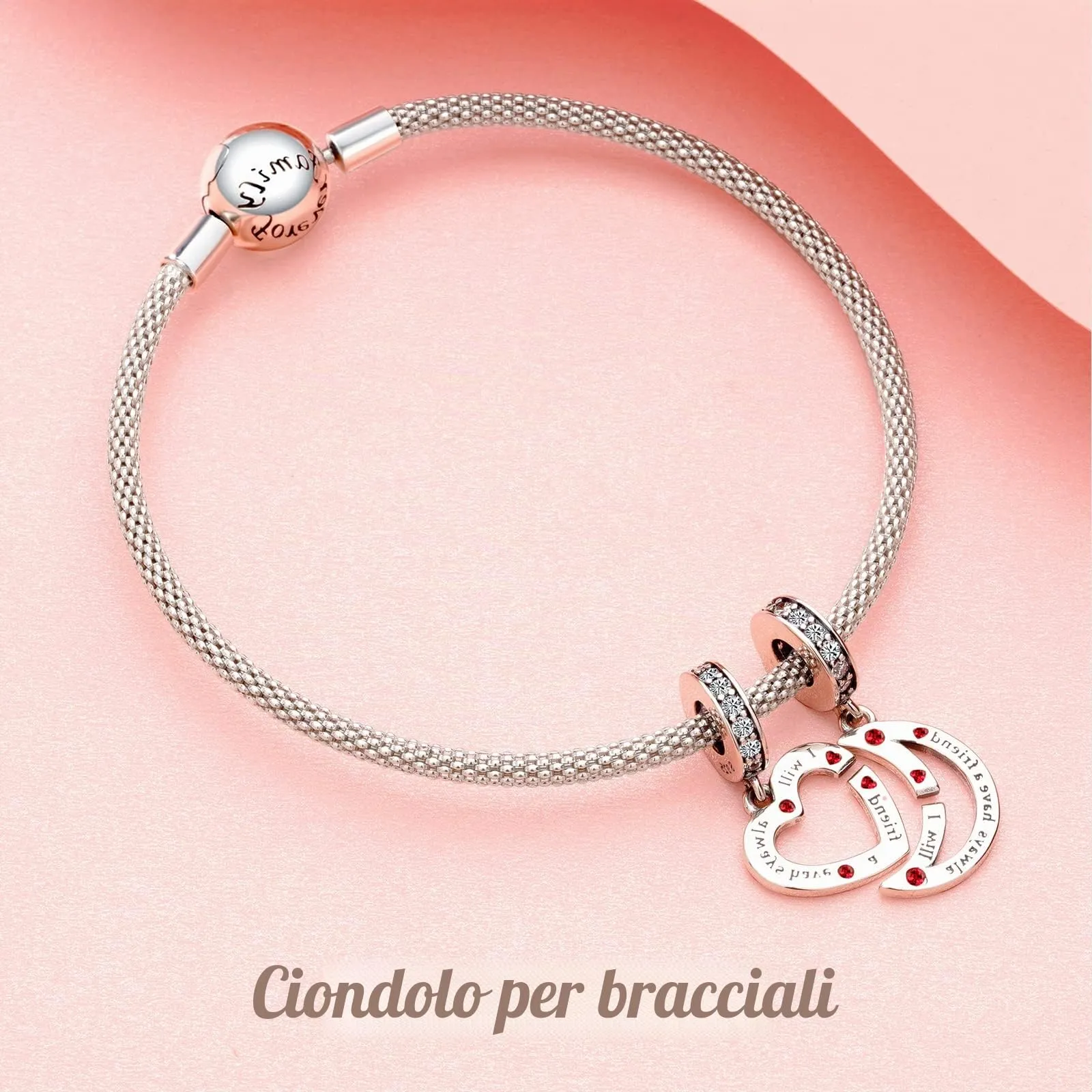Annmors Ciondolo in Argento Sterling 925 Best Friend & Back con Zirconia Cubica - immagine 3