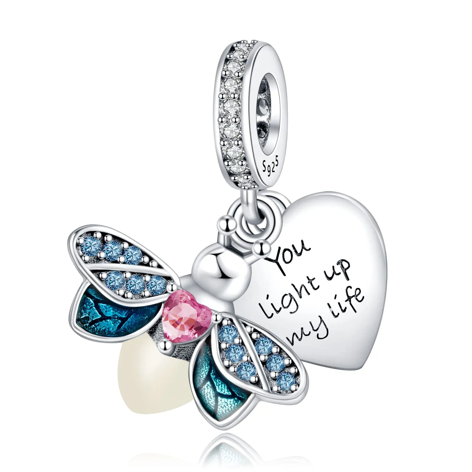 Annmors Firefly Glow in the Dark Charm Bead 925 Sterling Silver for European Bracelets and Necklaces - immagine 1