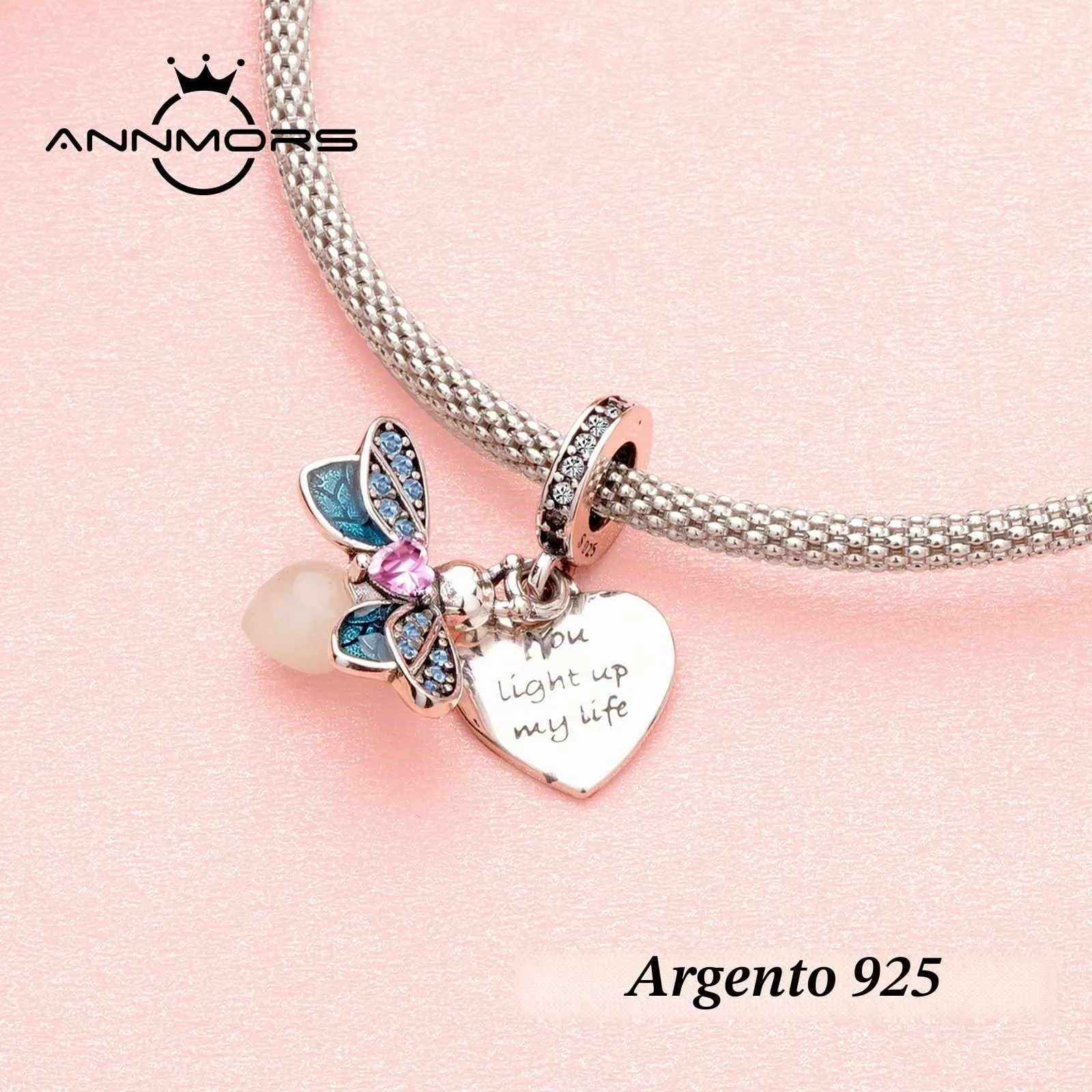 Annmors Firefly Glow in the Dark Charm Bead 925 Sterling Silver for European Bracelets and Necklaces - immagine 4