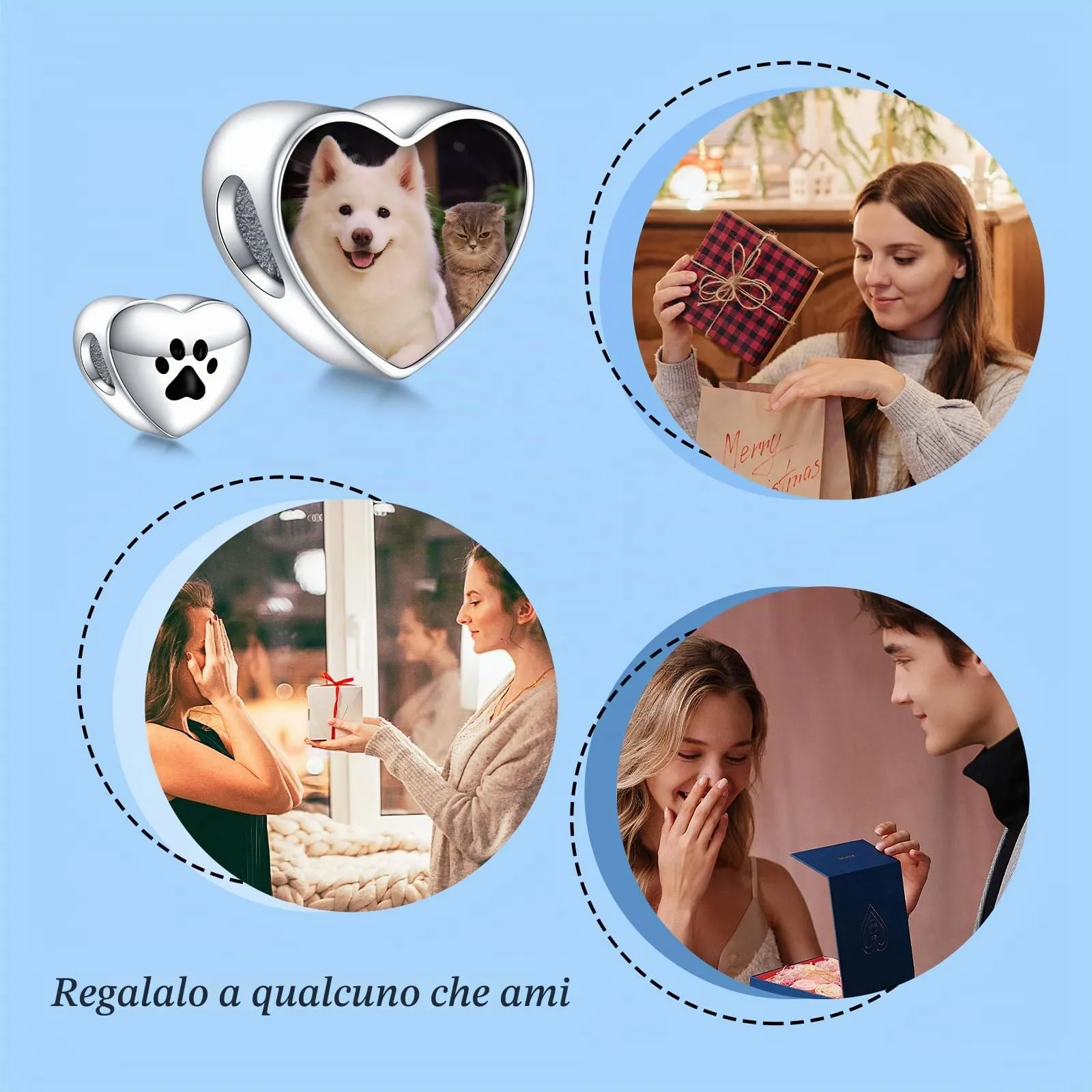 Annmors Ciondoli Bead Argento 925 Personalizzati a Forma di Cuore per Donne e Ragazze - immagine 6
