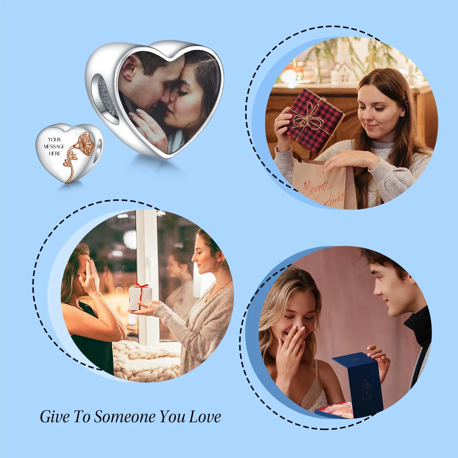 Annmors Ciondoli Bead Argento 925 a Forma di Cuore Personalizzabili September Morning Glory - immagine 6