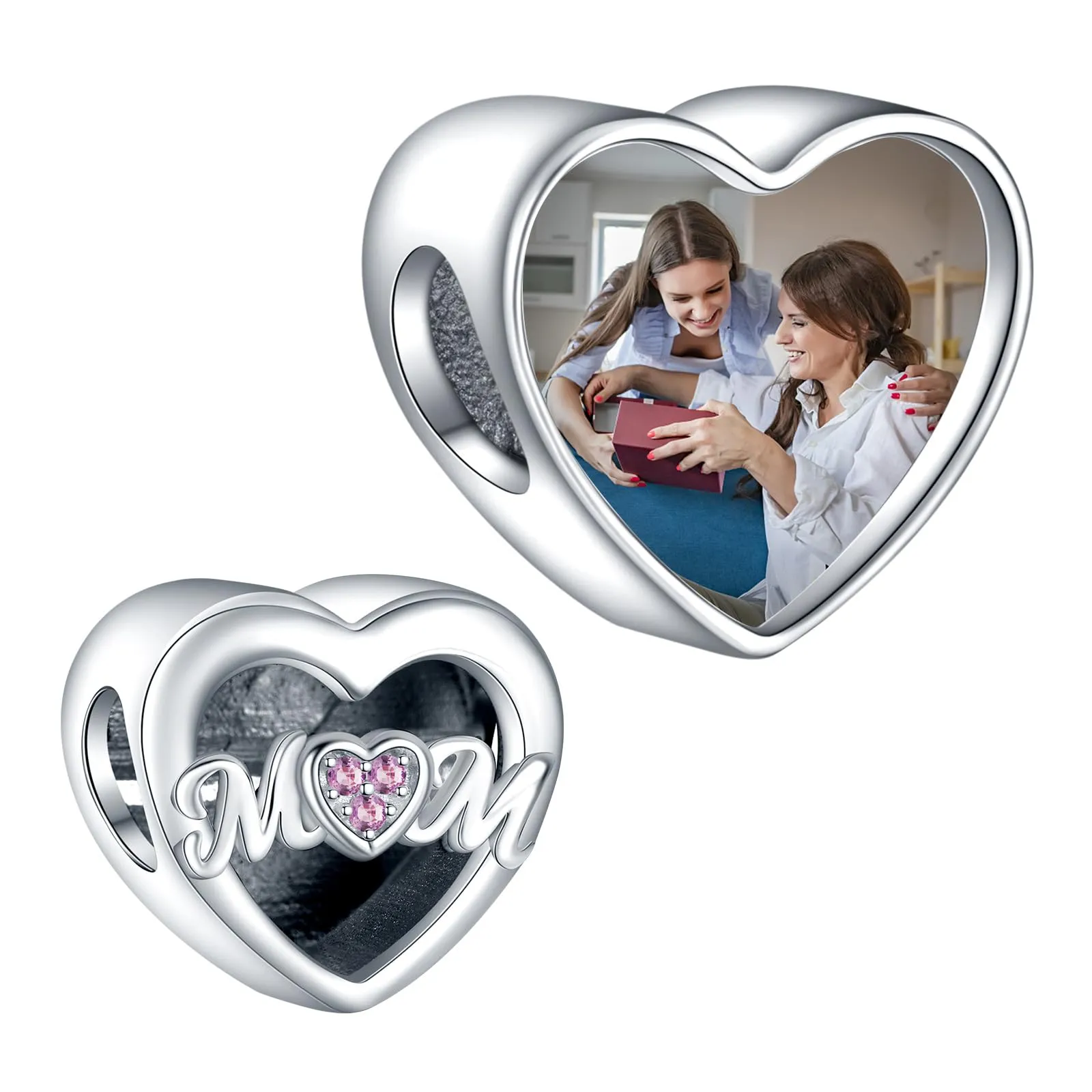 Annmors Ciondoli Bead Argento 925 a Forma di Cuore Personalizzati per Donne e Ragazze - immagine 1