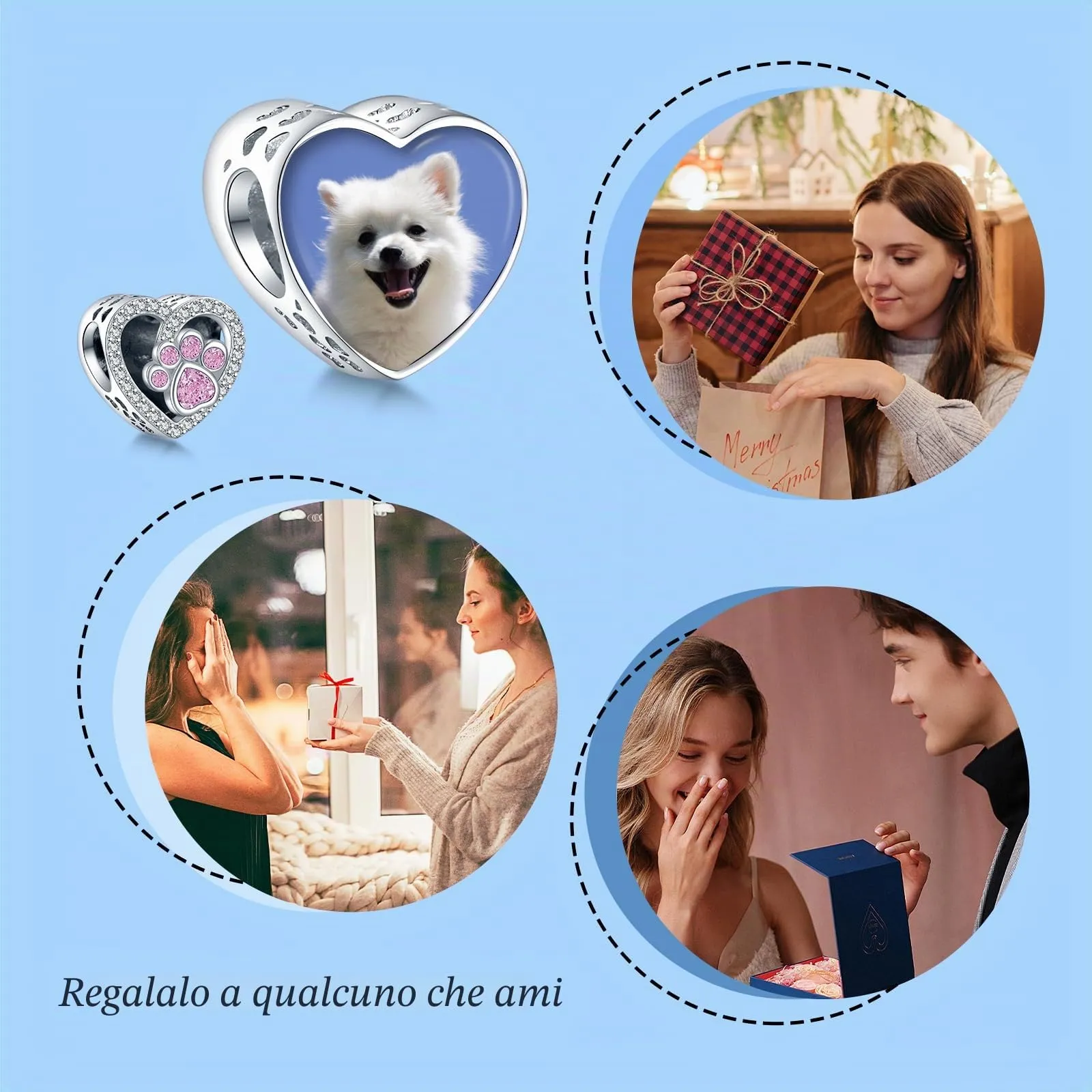 Annmors Ciondoli Bead Argento 925 con Foto a Forma di Cuore Personalizzate per Donne e Ragazze - immagine 6