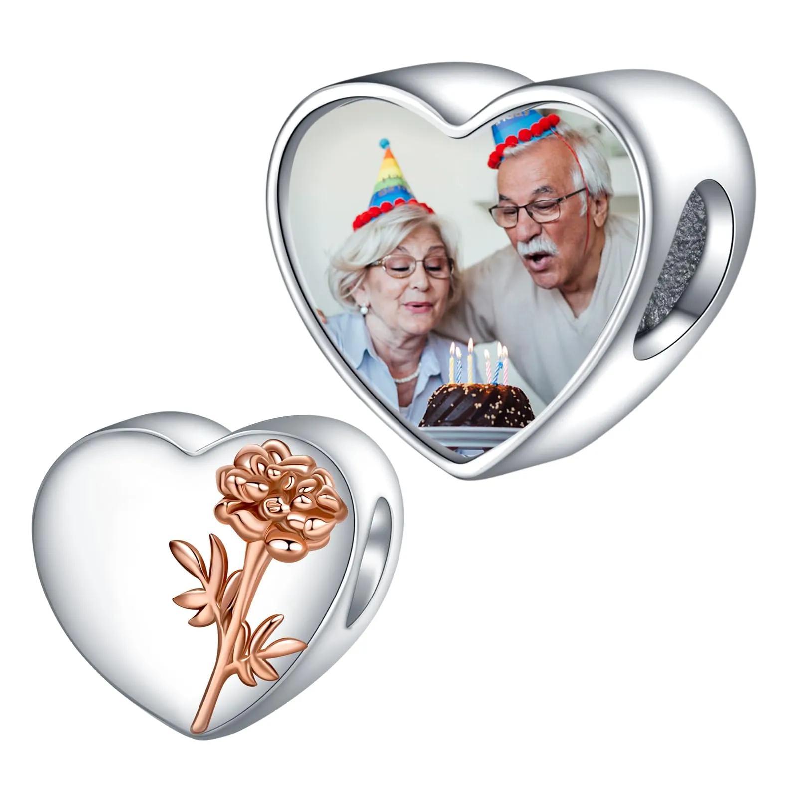 Annmors Ciondoli Bead Argento 925 a Forma di Cuore Personalizzate October Cosmos - immagine 1