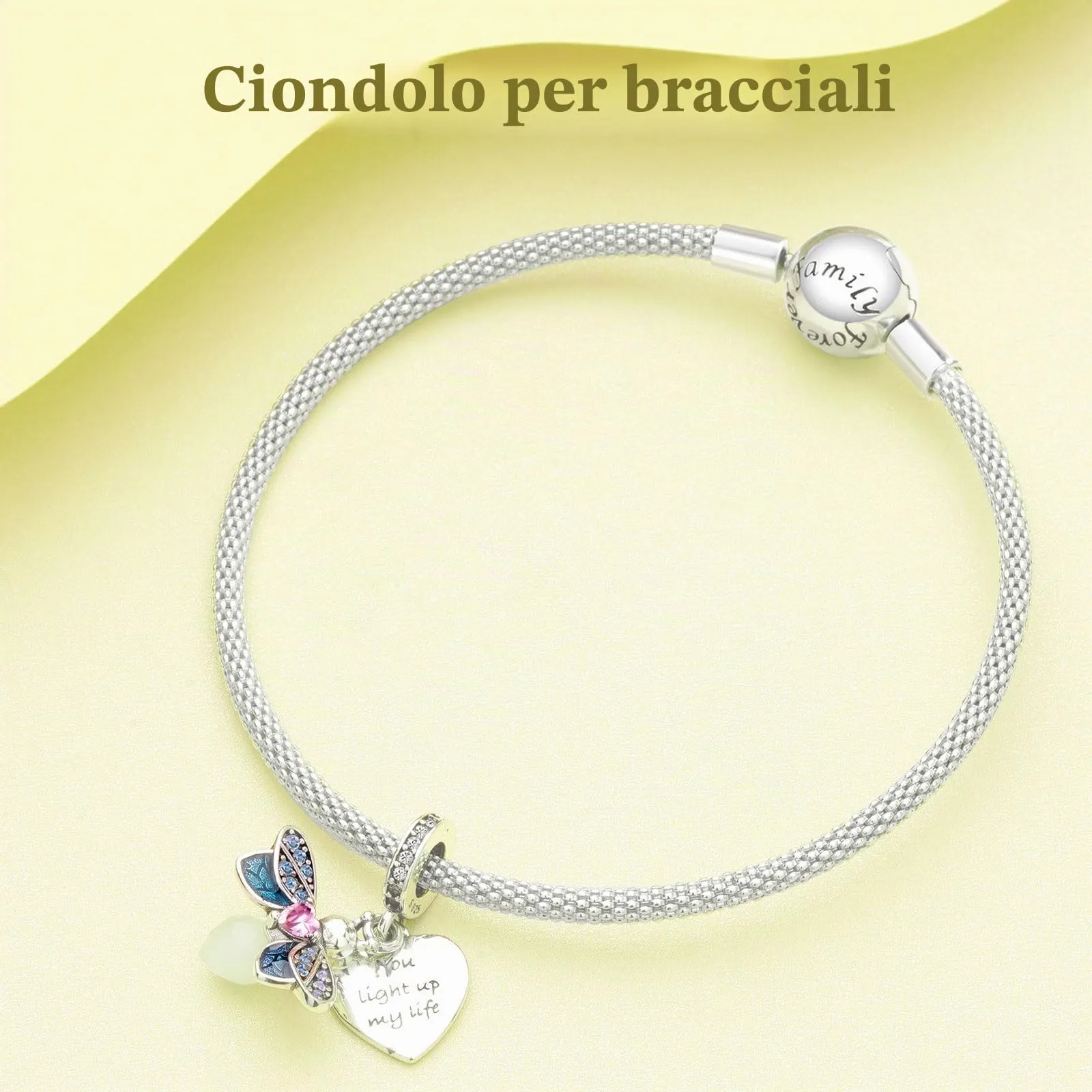 NUNUYAYA Firefly Glow in the Dark Charm in Argento Sterling 925 con Cubic Zirconia per Braccialetti e Collane Europei - immagine 5