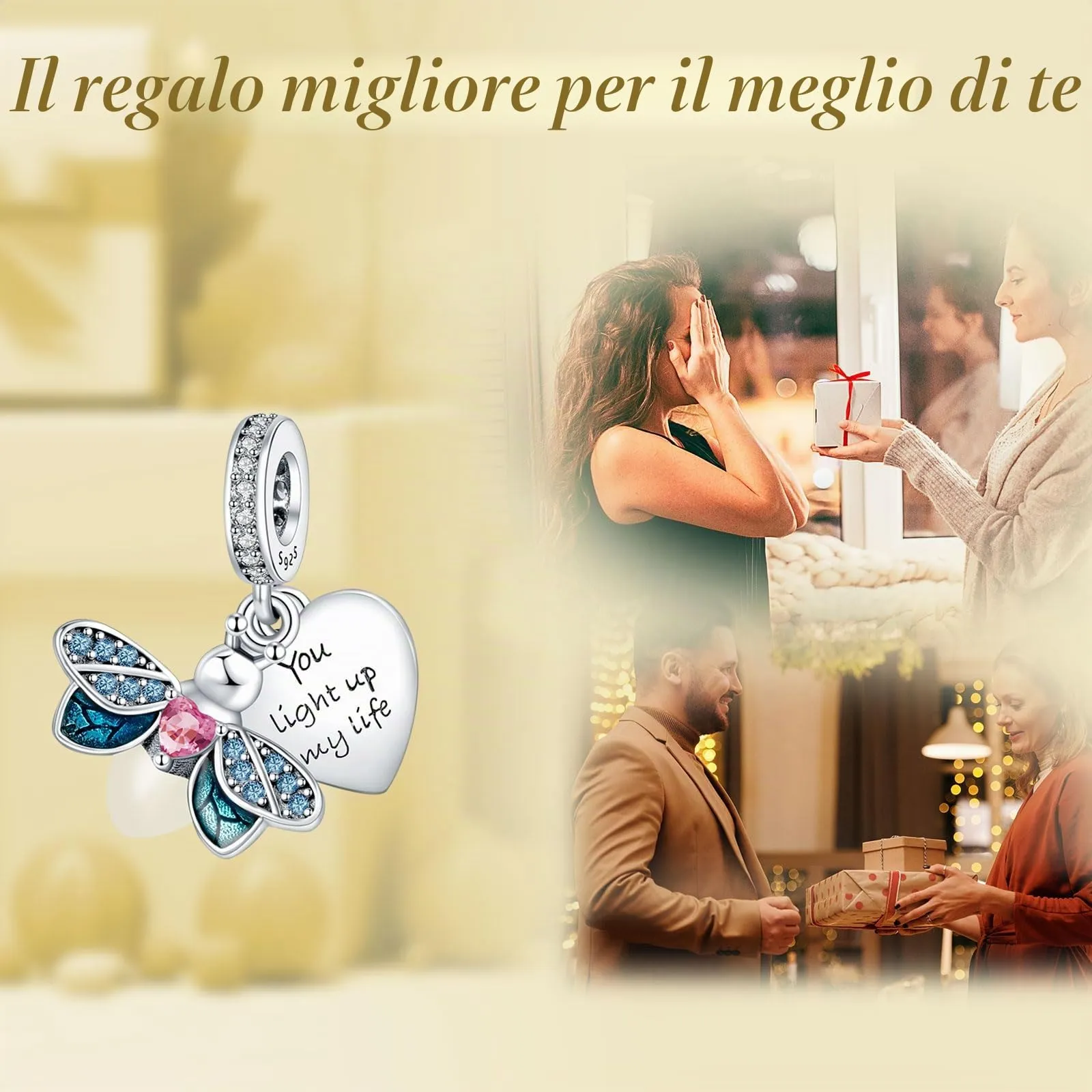 NUNUYAYA Firefly Glow in the Dark Charm in Argento Sterling 925 con Cubic Zirconia per Braccialetti e Collane Europei - immagine 6