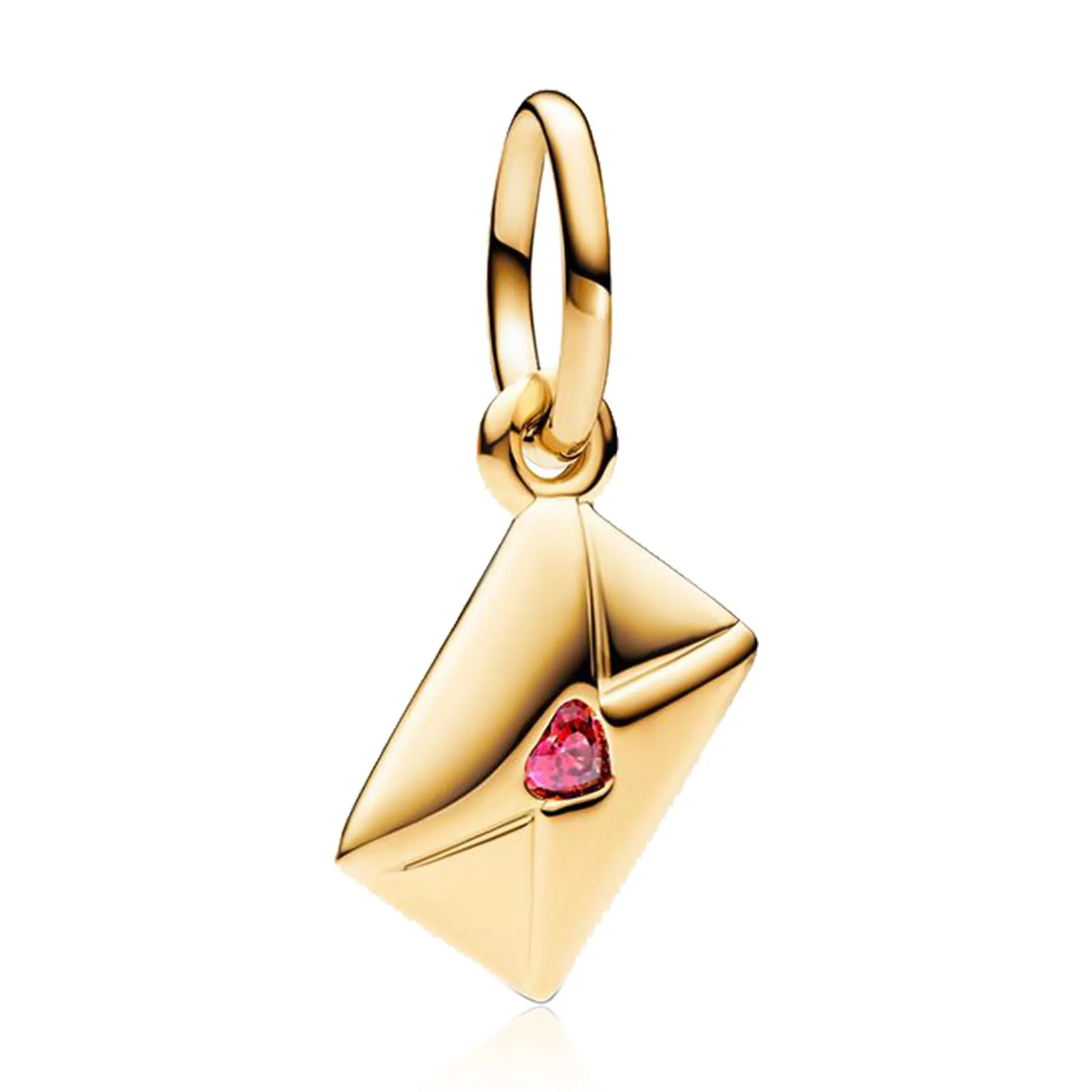 NUNUYAYA Golden Heart Envelope Dangle Charm in Argento Sterling 925 con Cubic Zirconia - immagine 1