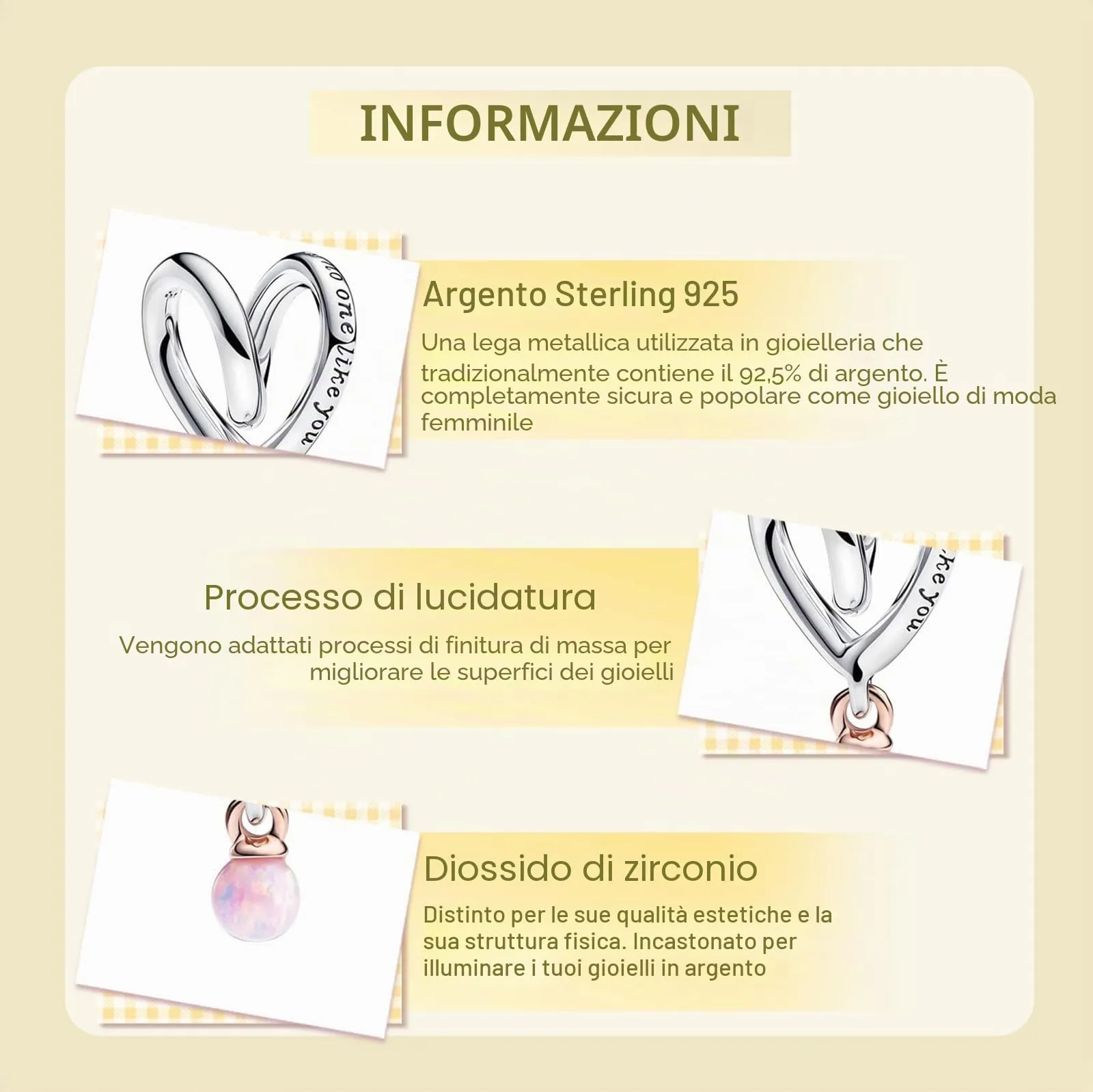 NUNUYAYA Pink Heart Dangle Charm in Argento Sterling 925 con Cubic Zirconia - immagine 3