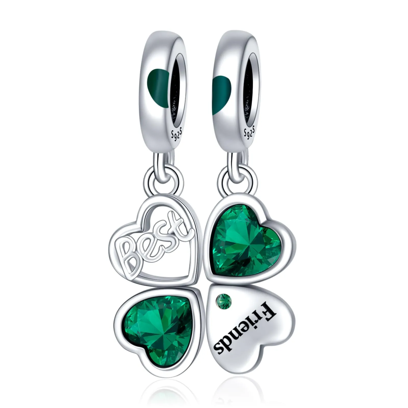 NUNUYAYA Charm Bead Ciondolo in Argento Sterling 925 Quadrifoglio con Cubic Zirconia per Braccialetti e Collane Europei - immagine 1