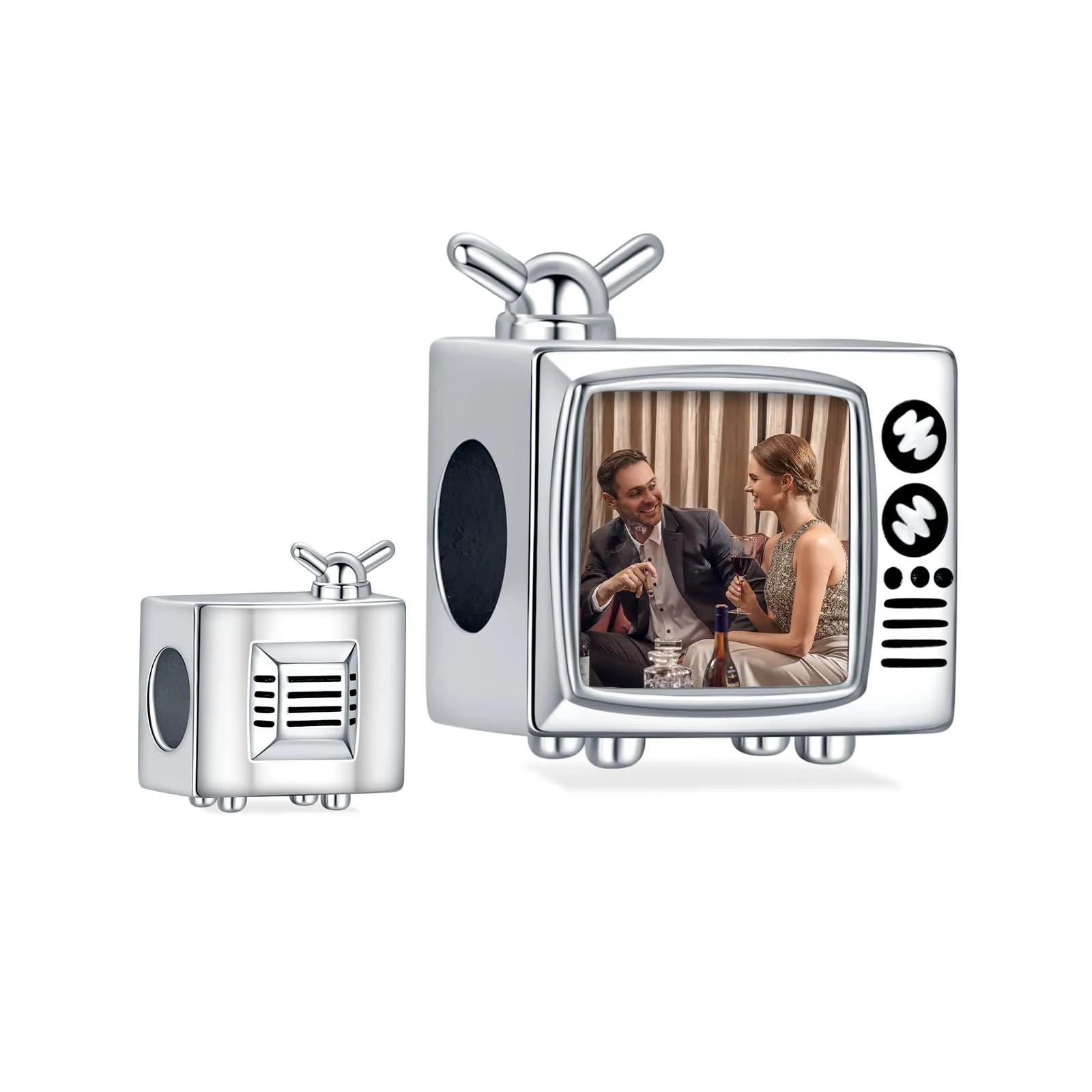 Annmors Ciondoli Bead Argento 925 a Forma di TV Personalizzate per Donne - immagine 1