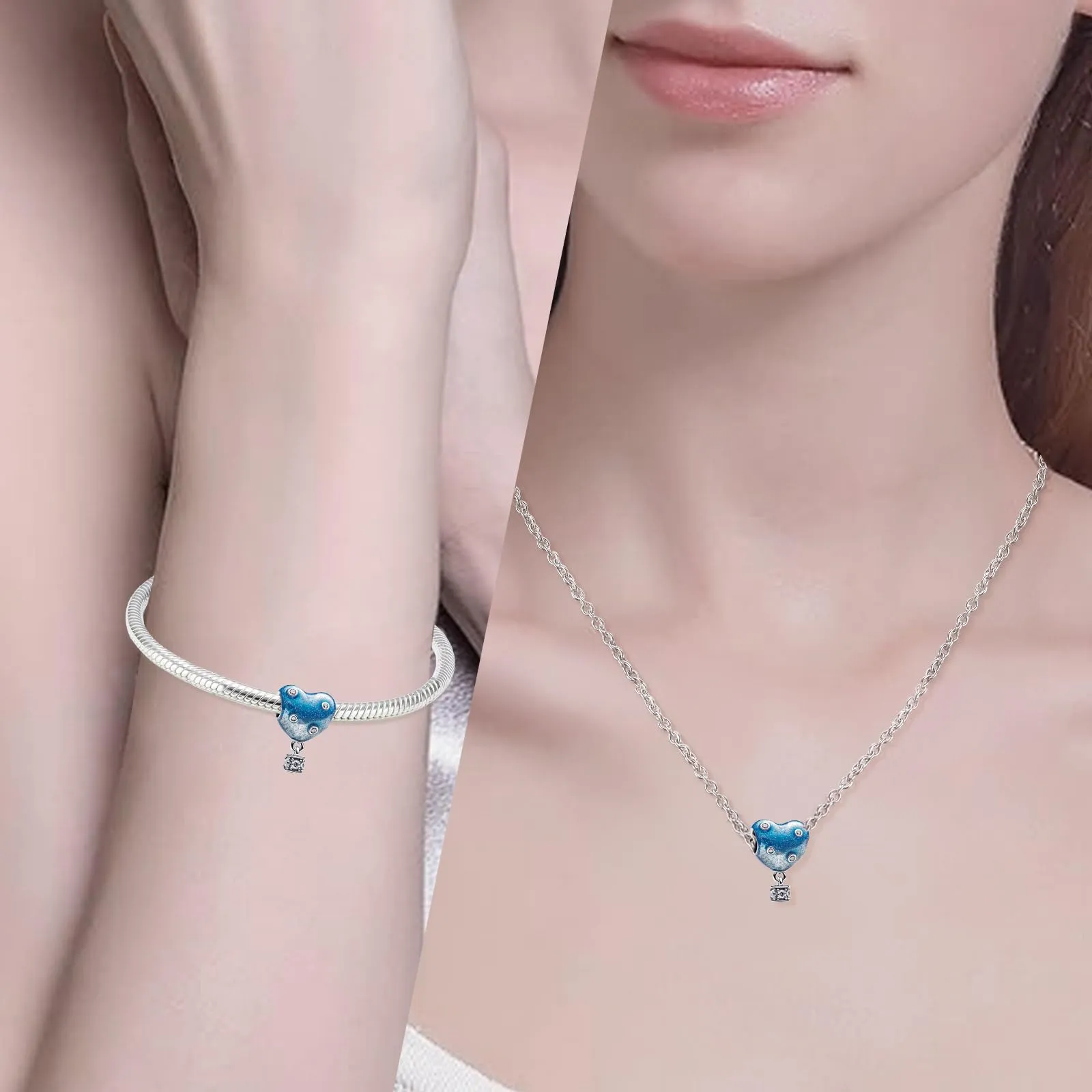NUNUYAYA Blue Balloon Charm Pendant in 925 Sterling Silver with Cubic Zirconia - immagine 2