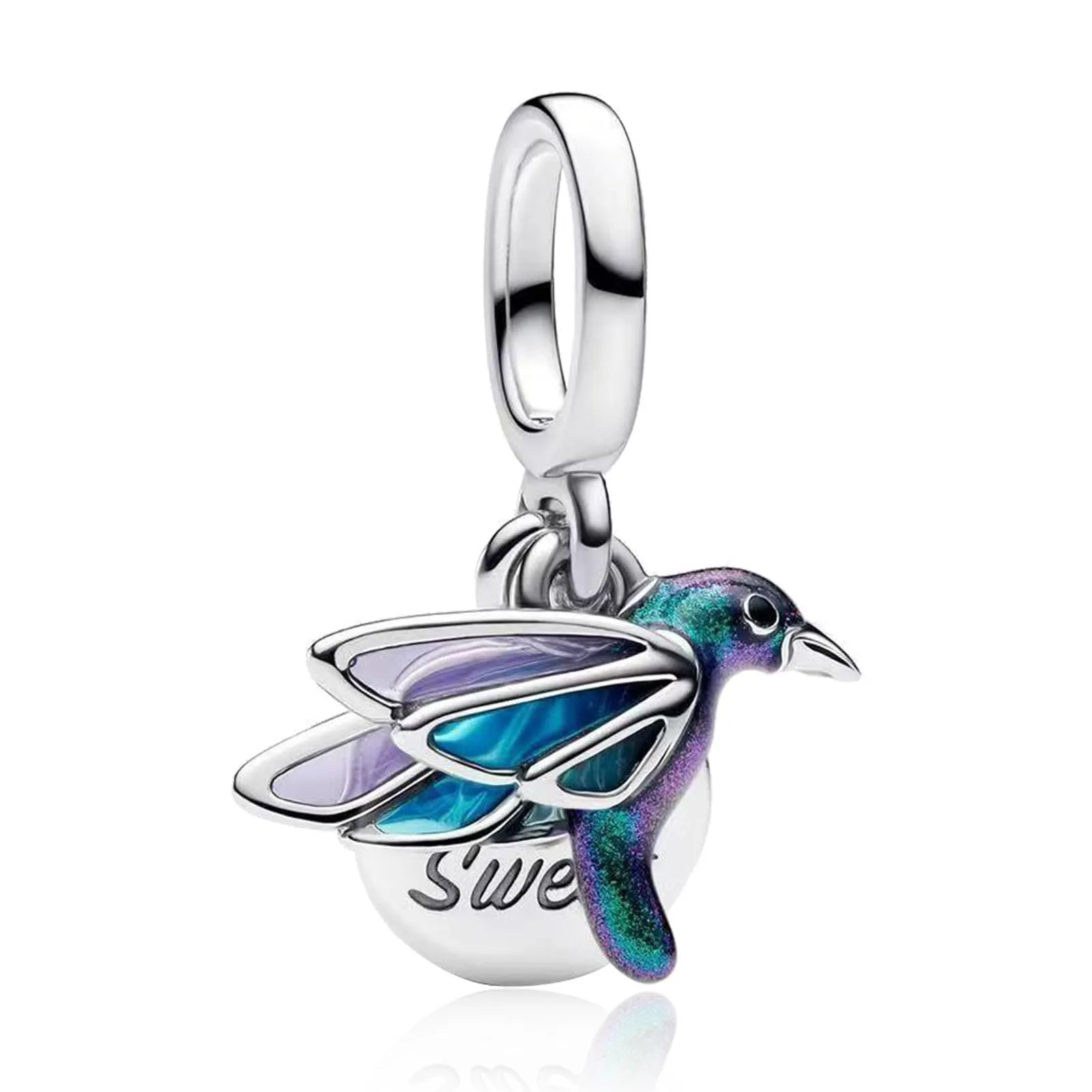 NUNUYAYA Black-Crowned Night Heron Charm in Argento Sterling 925 con Cubic Zirconia - immagine 1