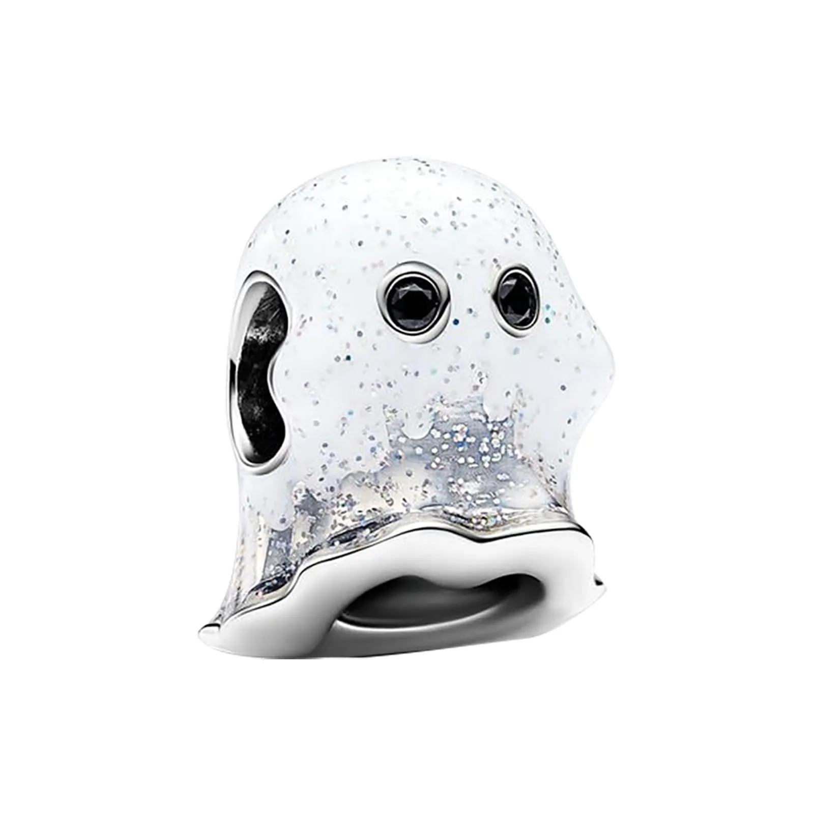 NUNUYAYA Glow-in-the-dark Boo Ghost Charm Pendant in 925 Sterling Silver with Zirconia - immagine 1