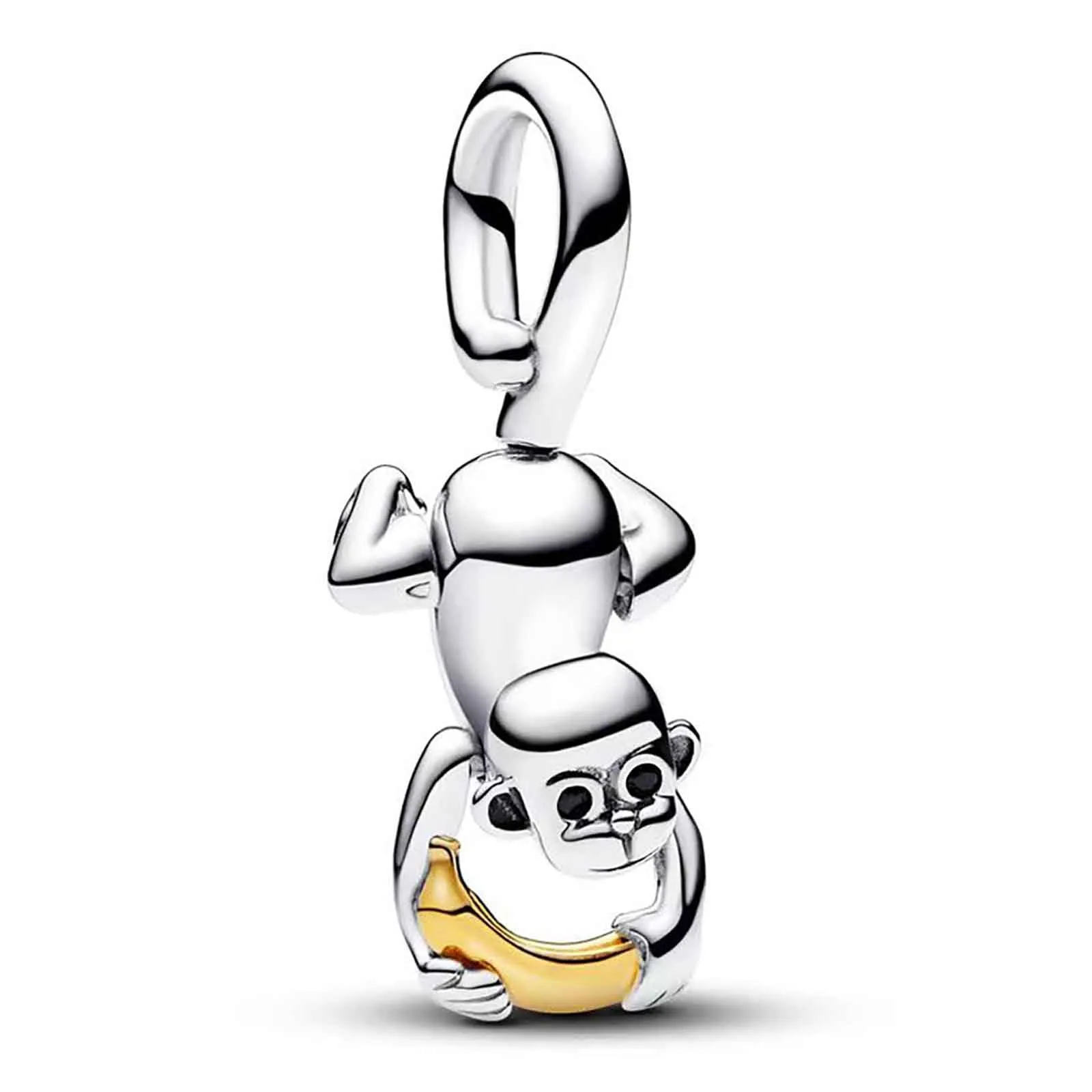 NUNUYAYA Charm Bead Ciondolo in Argento Sterling 925 Monkey Banana con Cubic Zirconia - immagine 1