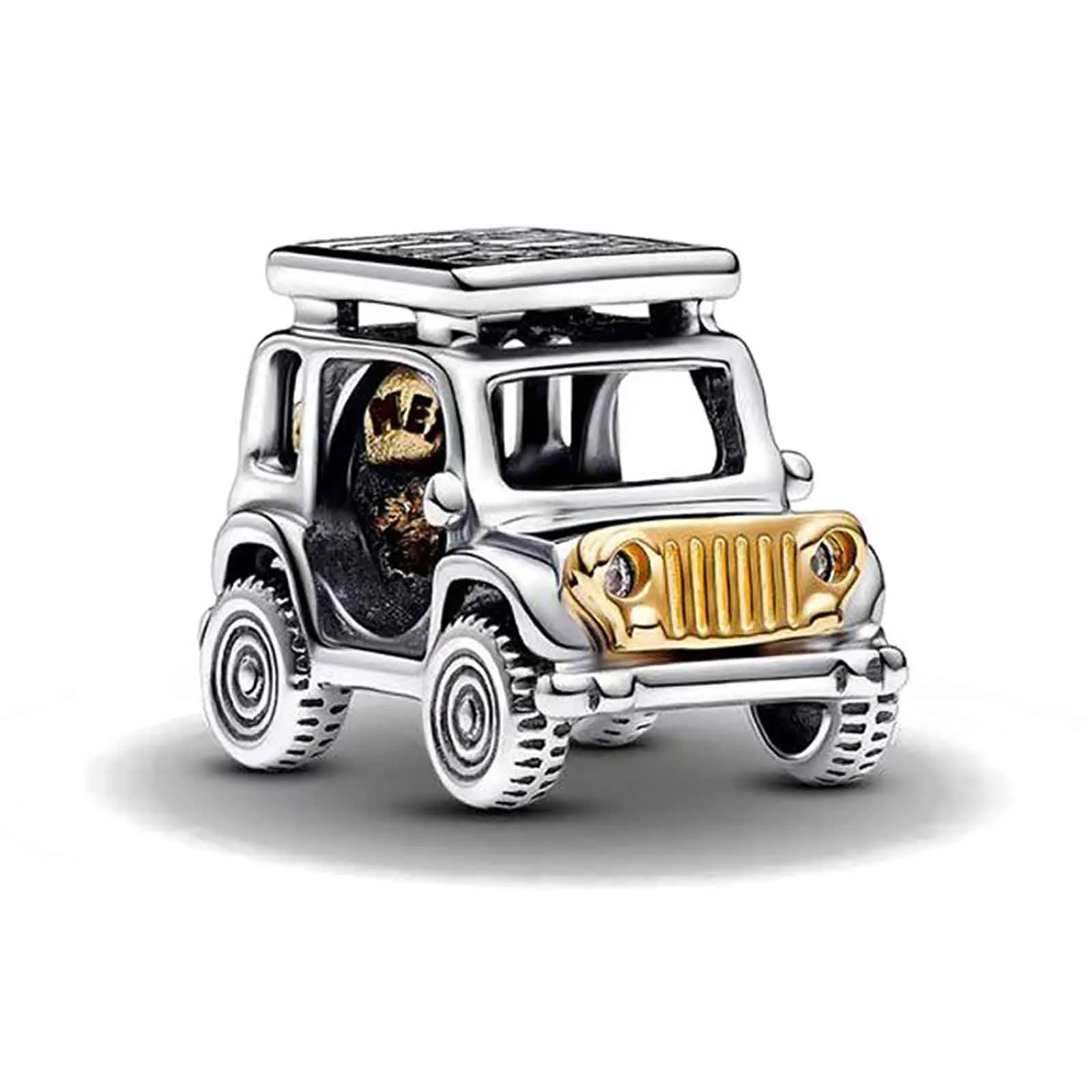 NUNUYAYA Two-tone Adventure Car Charm Bead in 925 Sterling Silver with Cubic Zirconia - immagine 1
