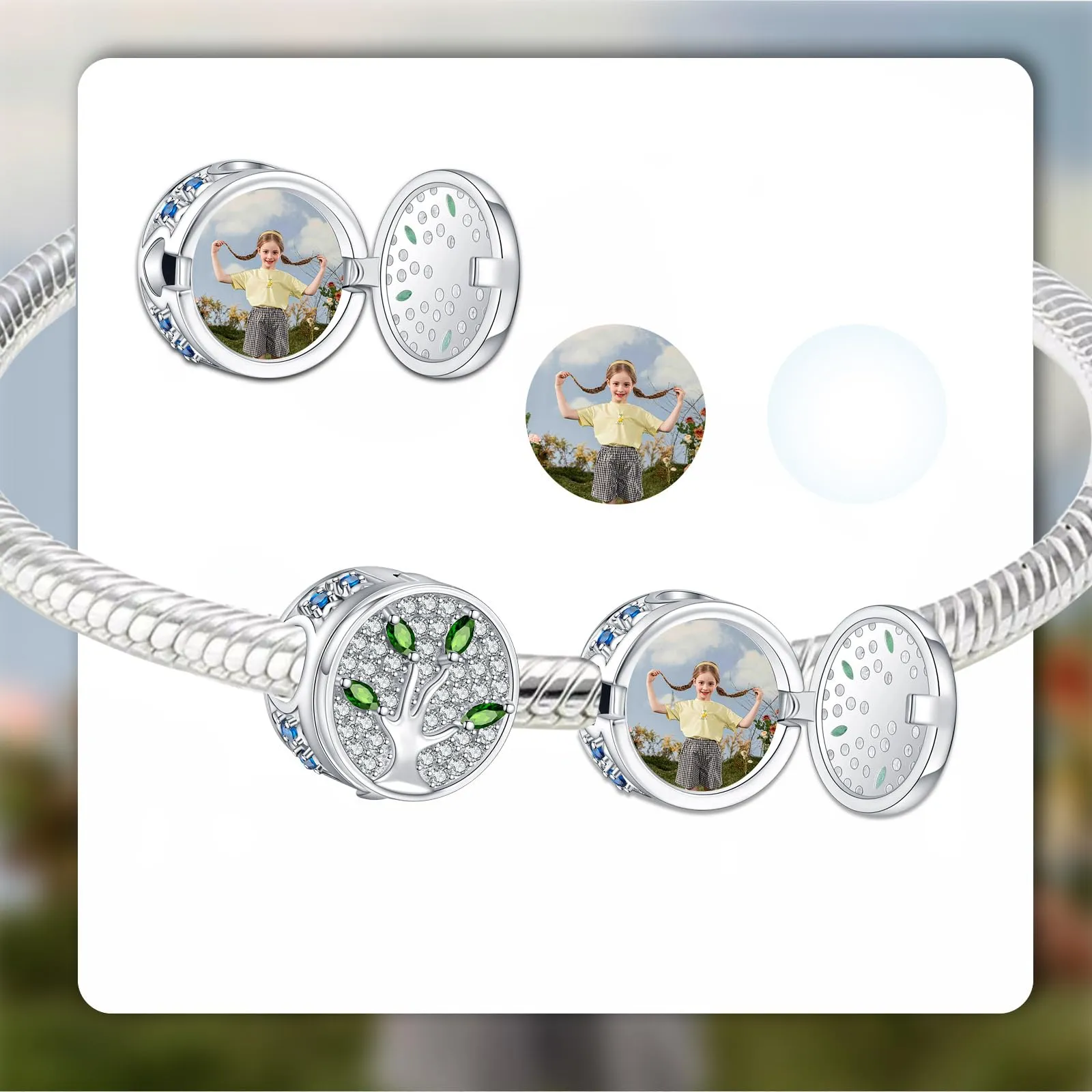 Annmors Braccialetto di perle in argento sterling 925 personalizzato con foto - immagine 3