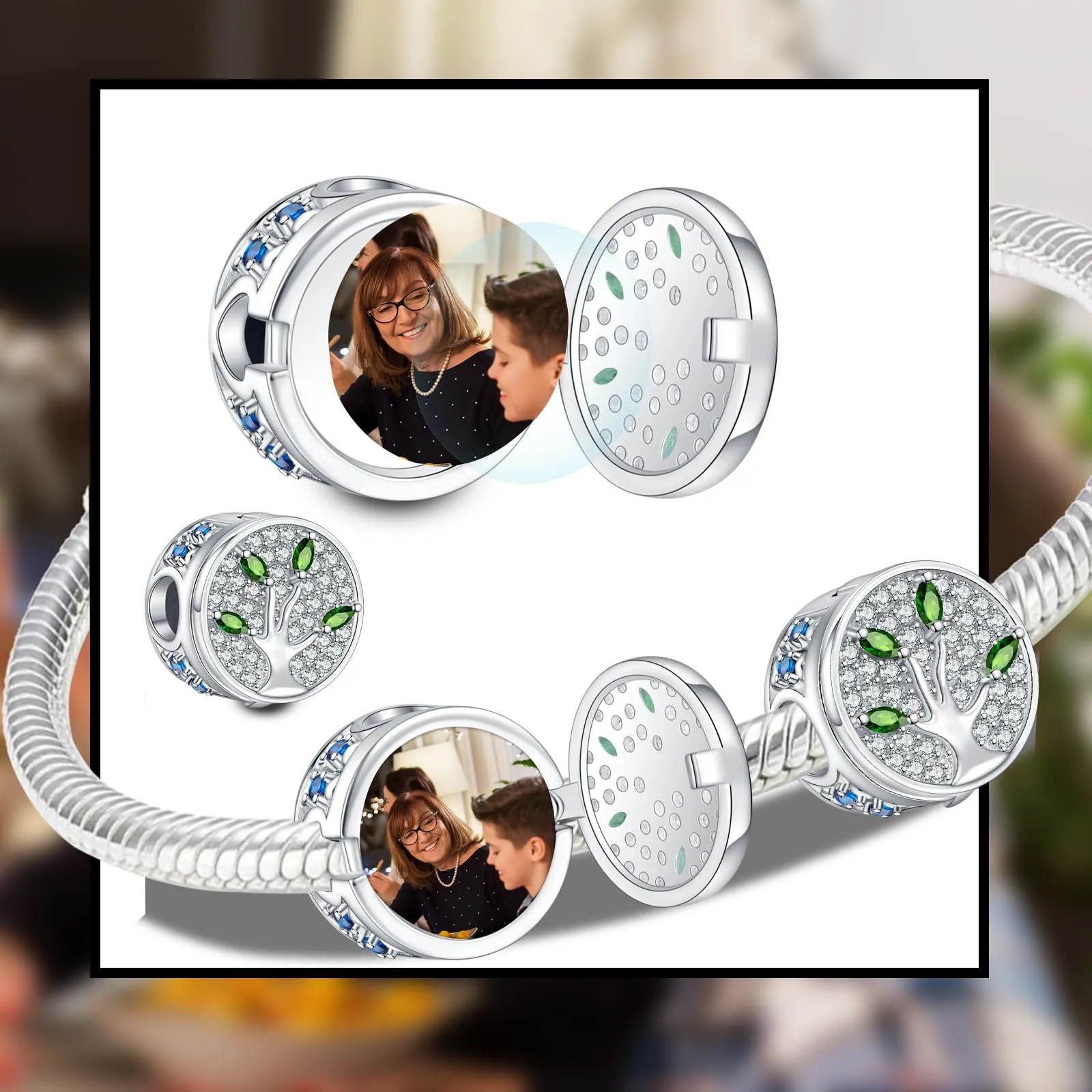 Annmors Braccialetto di perle in argento sterling 925 personalizzato con foto - immagine 5