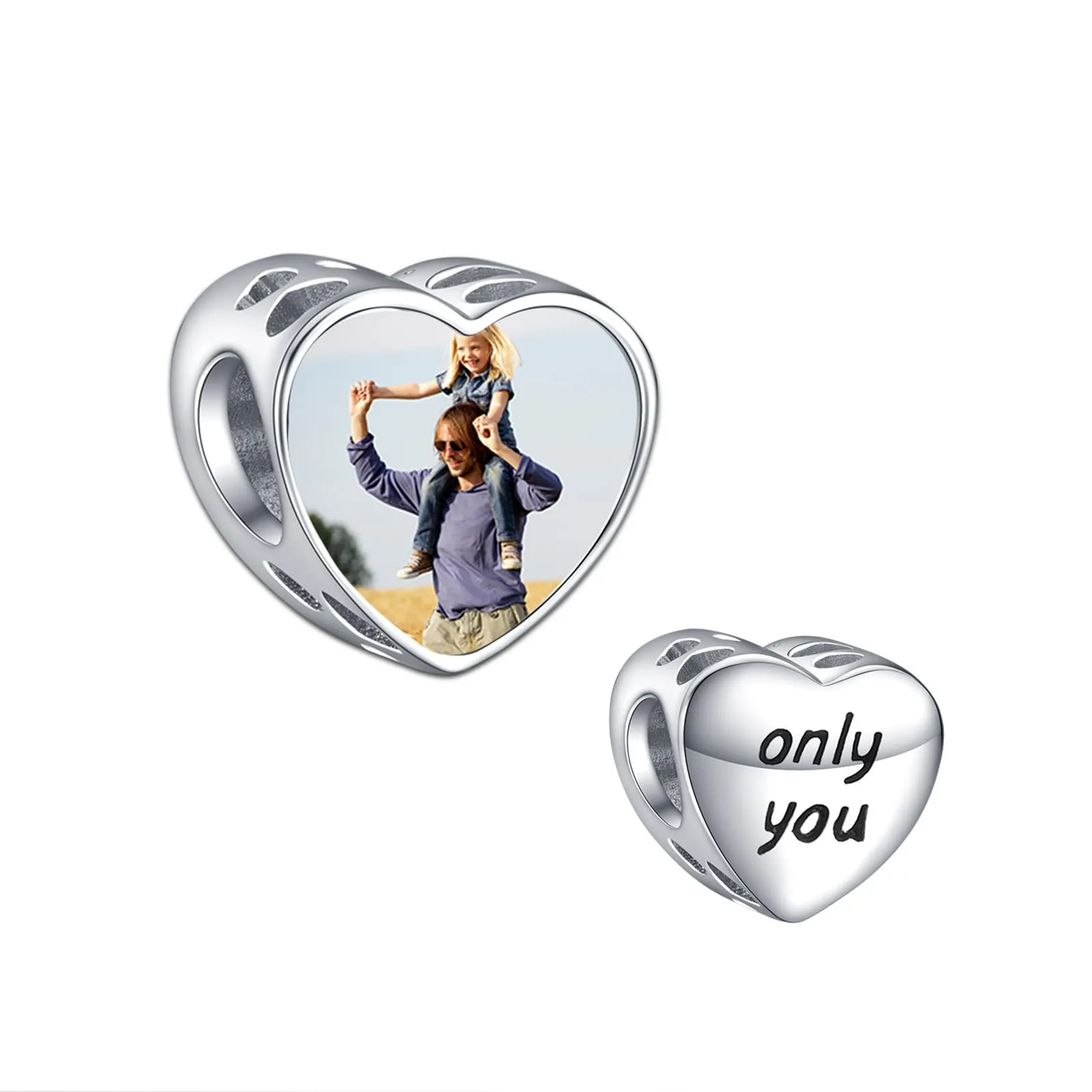 Annmors Personalizzato Photo Charm Lettera 925 Sterling Silver per Collana e Braccialetto Donna - immagine 1