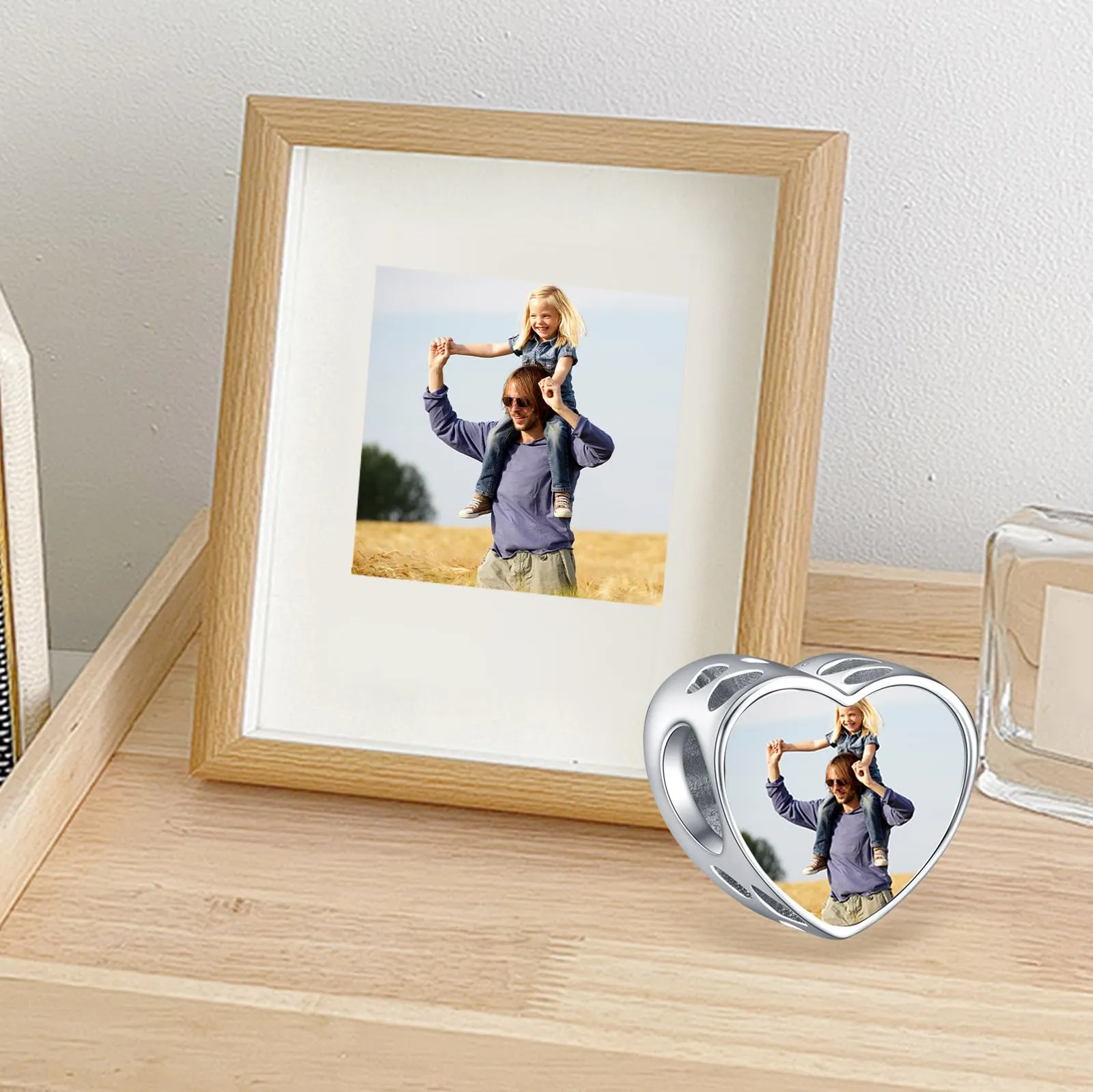 Annmors Personalizzato Photo Charm Lettera 925 Sterling Silver per Collana e Braccialetto Donna - immagine 2