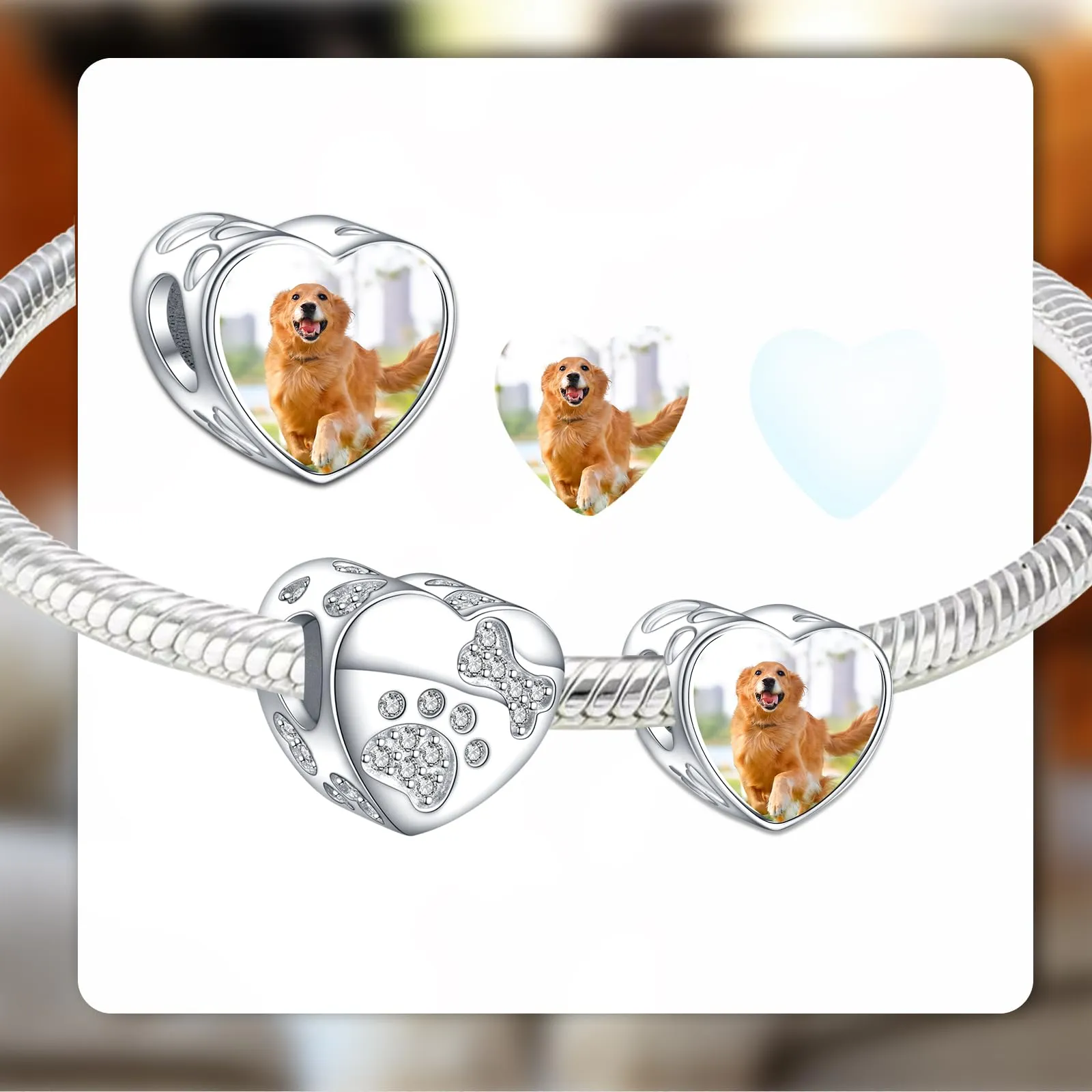 Annmors Personalizzata Carino Artiglio Imprimir Gatito Foto Charm Perline Argento 925 Pulsera Abalorios Personalizado - immagine 3