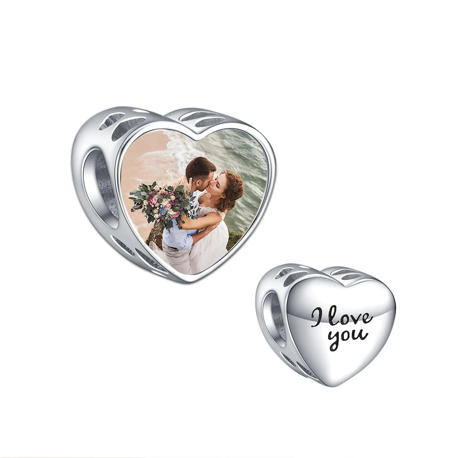 Annmors Personalizzato Photo Charm Lettera in Argento Sterling 925 per Collana e Braccialetto Donna - immagine 1