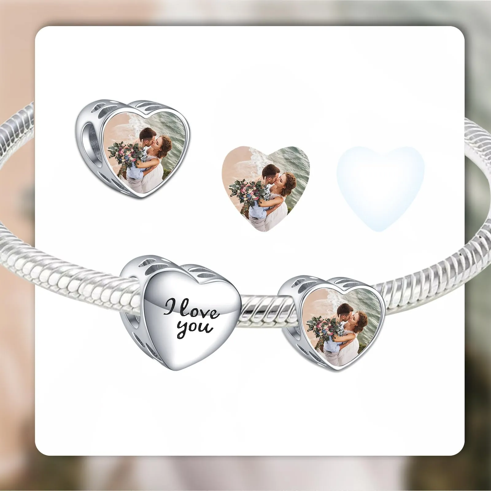 Annmors Personalizzato Photo Charm Lettera in Argento Sterling 925 per Collana e Braccialetto Donna - immagine 3