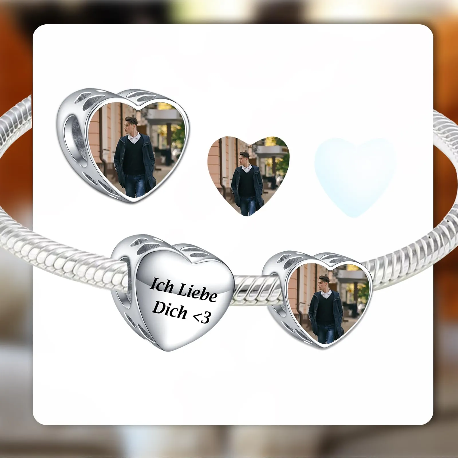 Annmors Charm Personalizzato con Foto di Cucciolo e Lettere in Argento Sterling 925 per Collana e Braccialetto da Donna - immagine 3