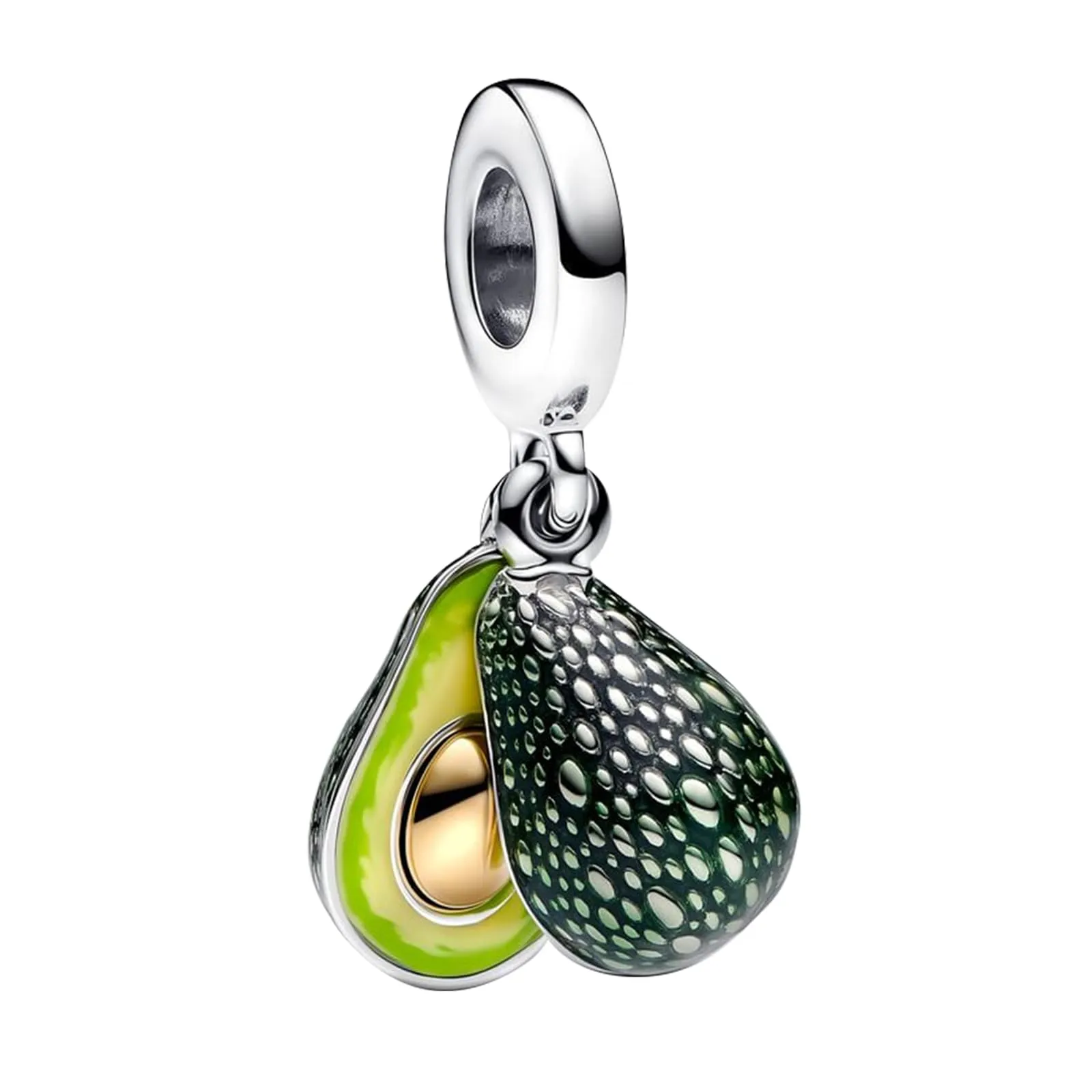 NUNUYAYA Avocado Double Dangle Charm in Argento Sterling 925 con Cubic Zirconia - immagine 1
