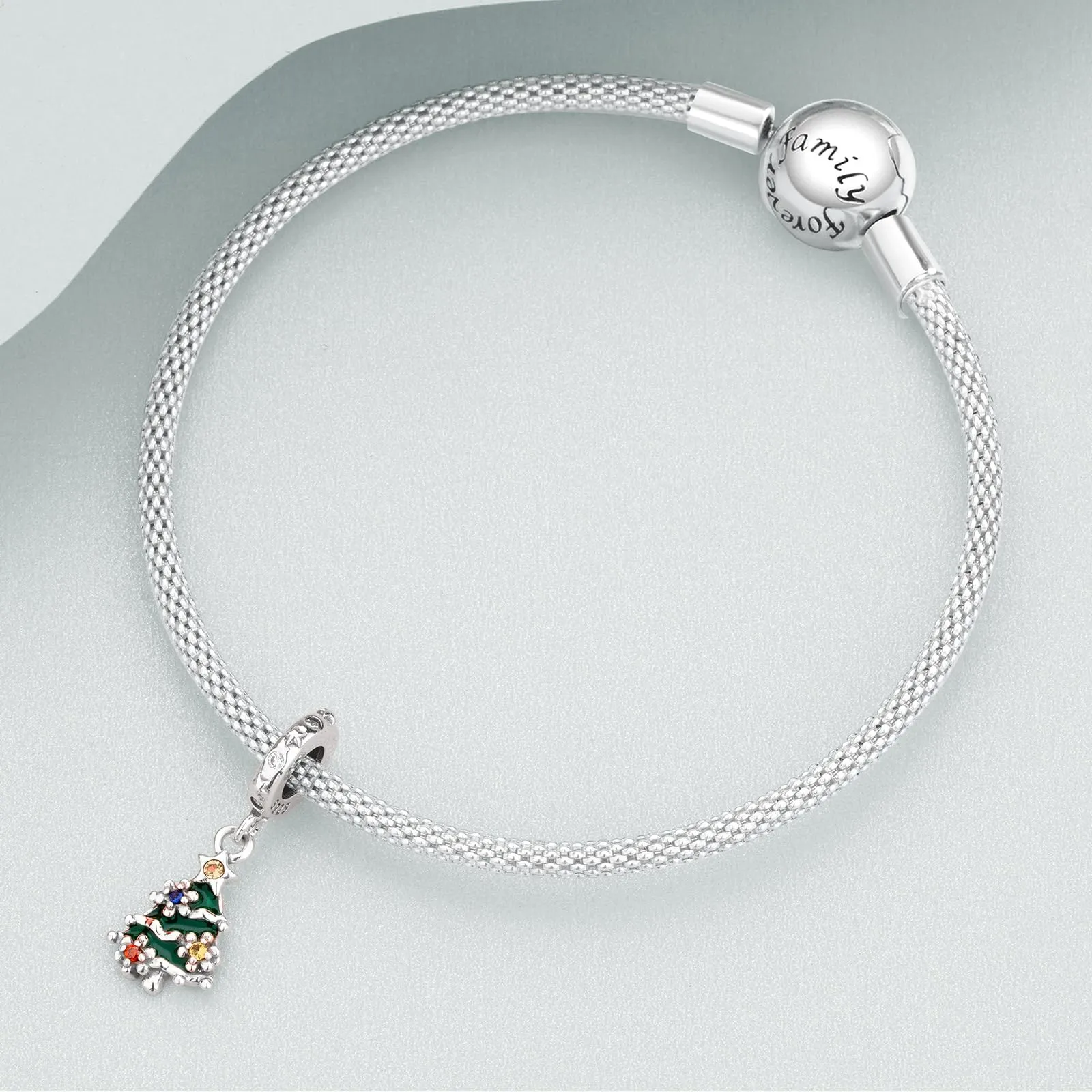 NUNUYAYA Christmas Tree Charm Pendant in 925 Sterling Silver with Zirconia for European Bracelets and Necklaces - immagine 3