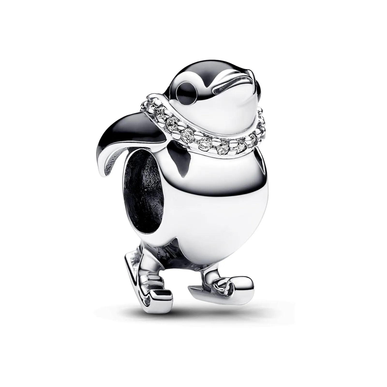 NUNUYAYA Skating Penguin Dangle Charm in 925 Sterling Silver with Zirconia - immagine 1