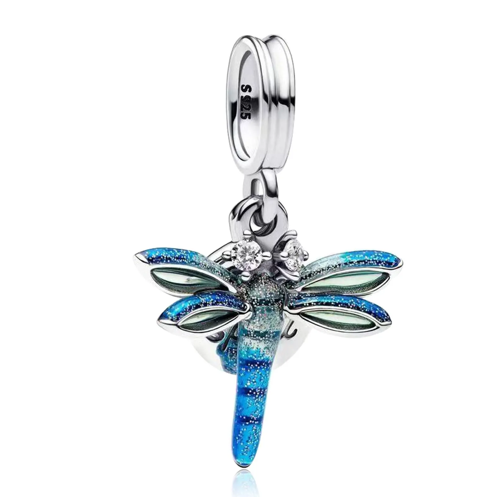 NUNUYAYA Dragonfly Charm in Argento Sterling 925 con Cubic Zirconia per Braccialetti e Collane Europei - immagine 1
