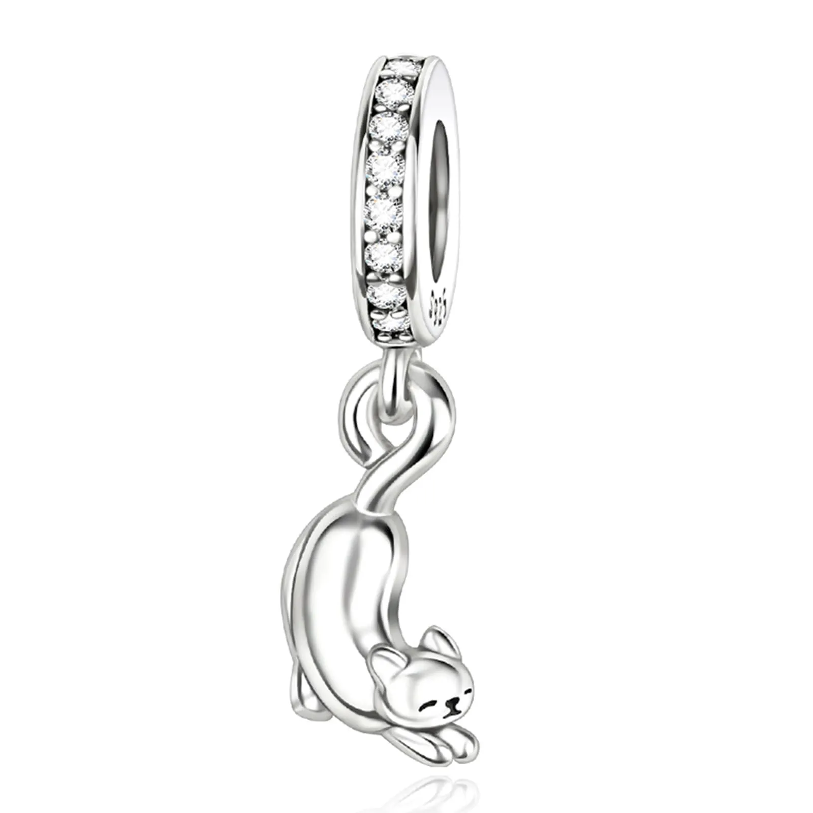 NUNUYAYA Kitten Charm in Argento Sterling 925 con Cubic Zirconia per Braccialetti e Collane Europei - immagine 1