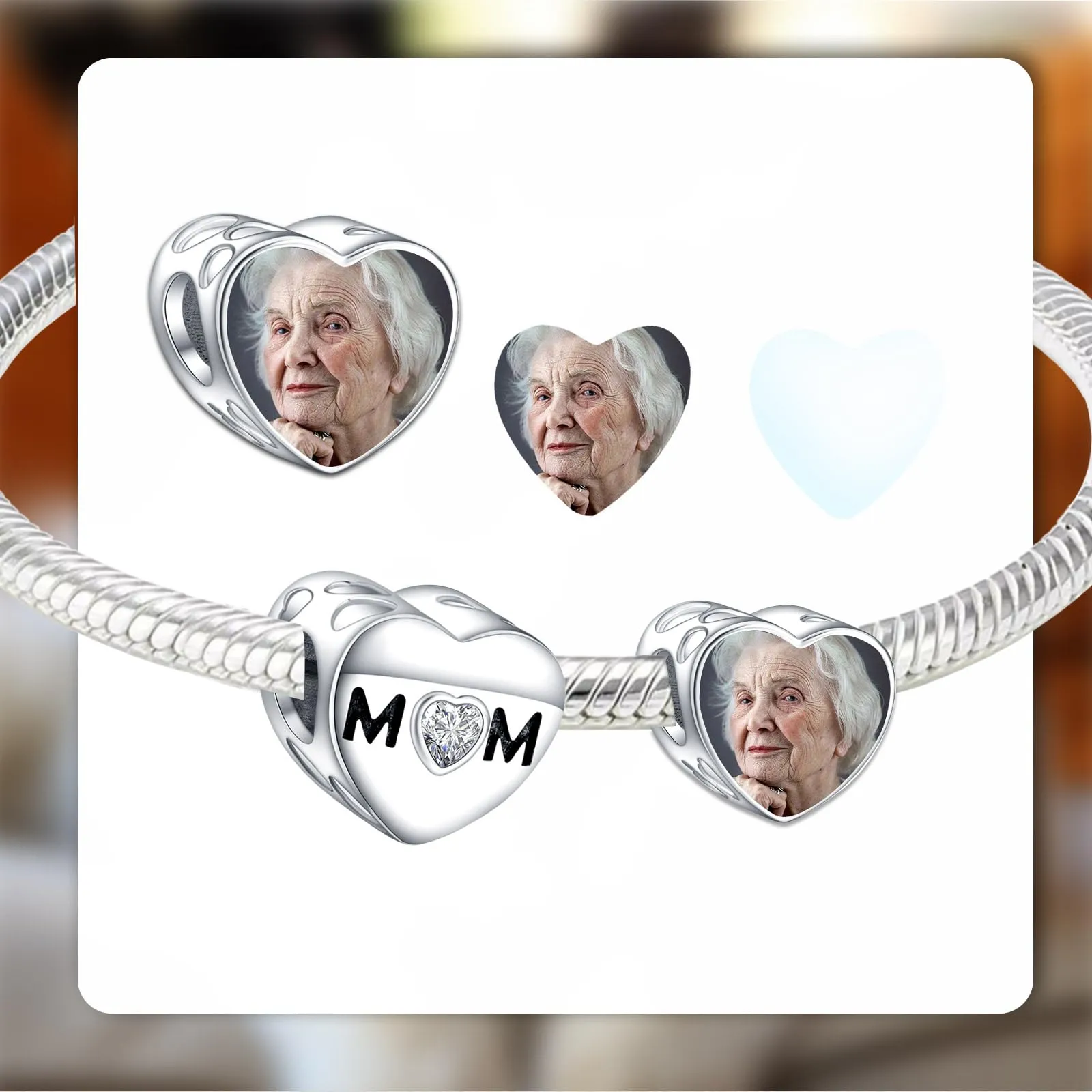 Annmors Ciondolo Mamma e Bambino in Argento Sterling 925 per Braccialetto e Collana - immagine 3