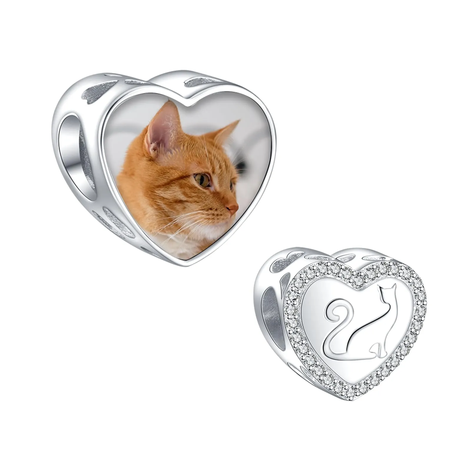 Annmors Charm Gatto Personalizzato con Foto in Argento 925 per Bracciali e Collane da Donna - immagine 1