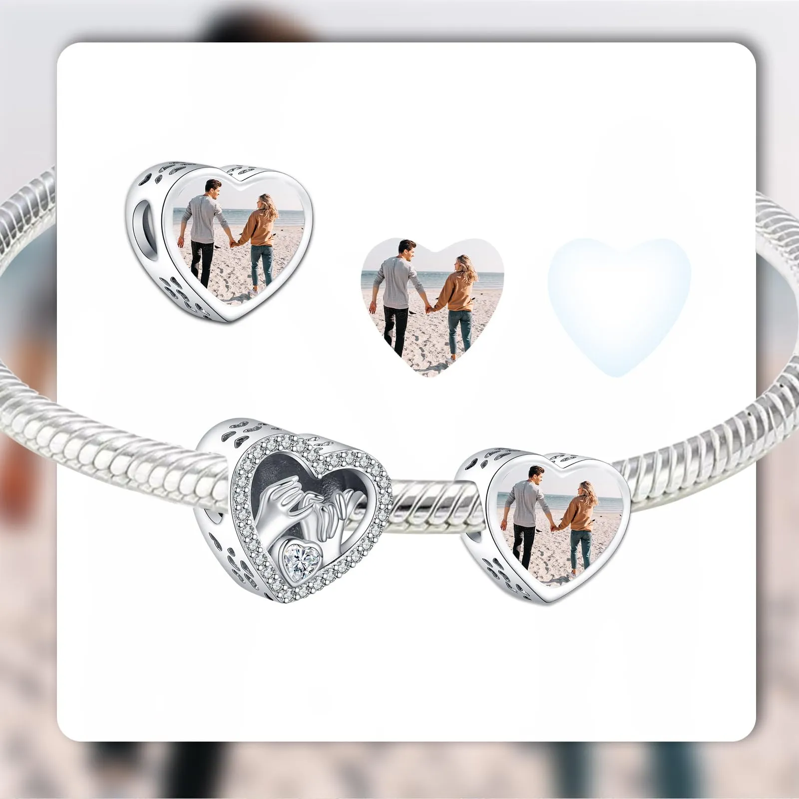Annmors Charm in Argento Sterling 925 Personalizzato con Foto per Braccialetti e Collane - immagine 3