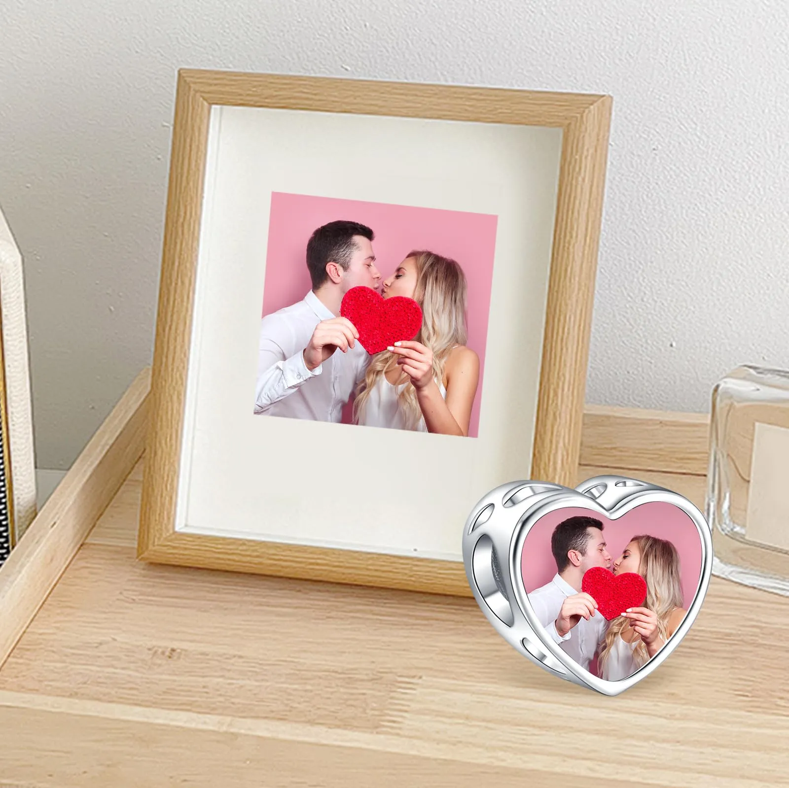 Annmors Forever Love Ciondolo Personalizzato con Foto in Argento Sterling 925 per Braccialetti e Collane da Donna - immagine 2