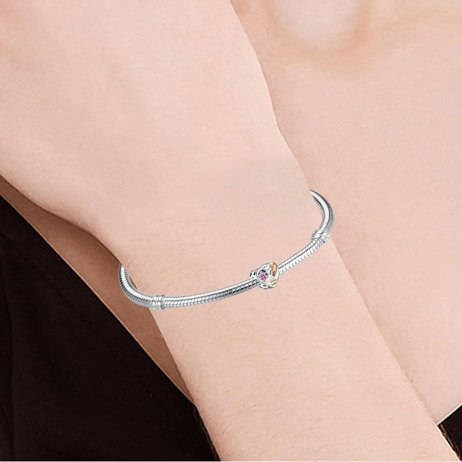 Annmors Cuore Personalizzato in Argento Sterling 925 per Bracciali e Collane - immagine 4