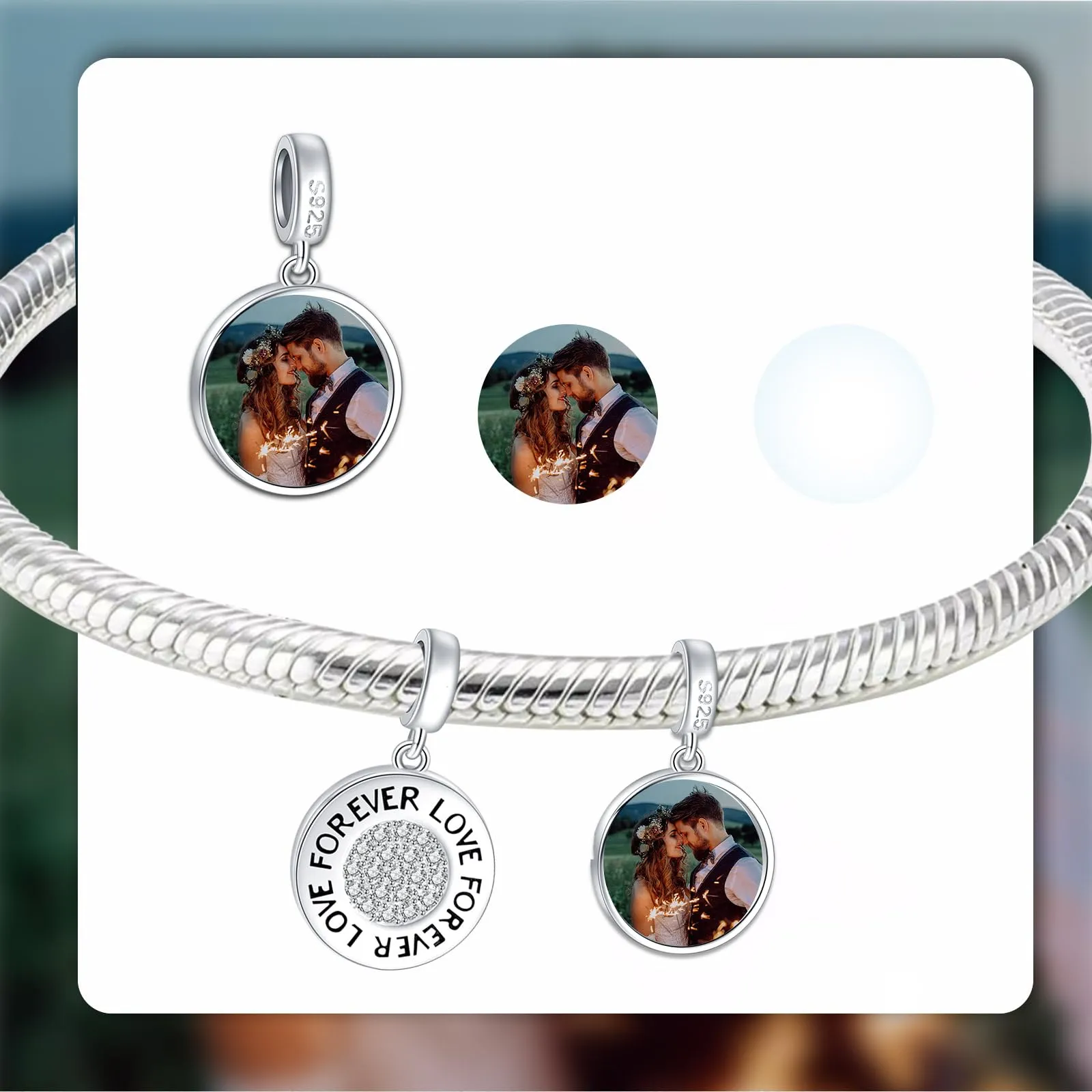 Annmors Ciondolo Amore per Sempre Personalizzato con Foto in Argento 925 per Donna - immagine 3