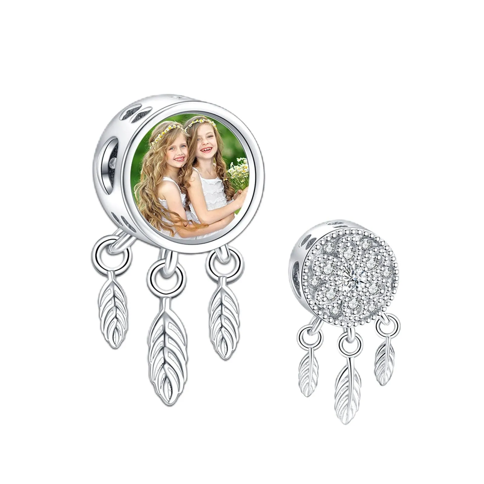 Annmors Charm in argento sterling 925 a forma di rete da pesca da sogno con foto per braccialetti da donna - immagine 1