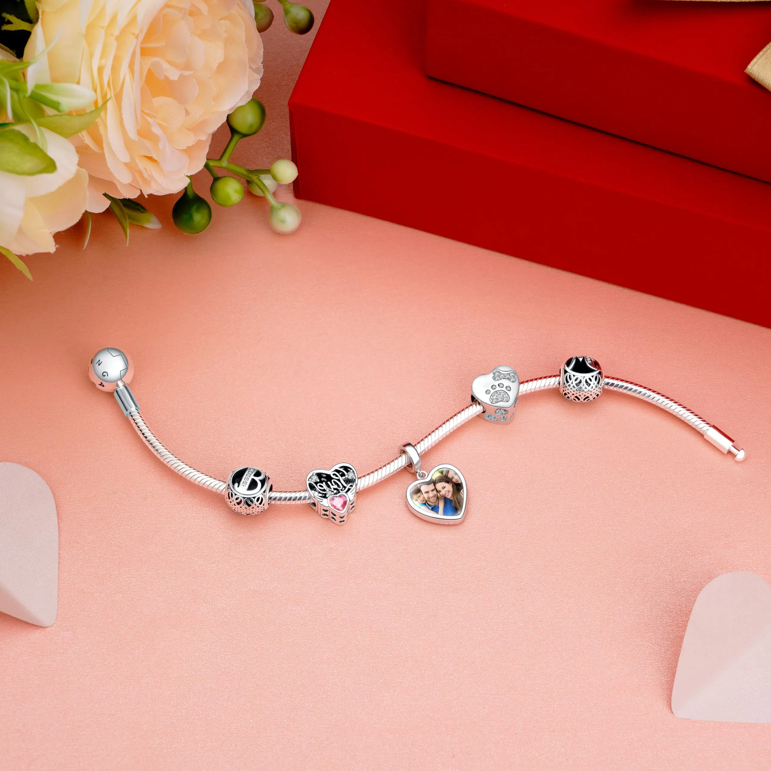 Annmors Charm in argento sterling 925 a forma di rete da pesca da sogno con foto per braccialetti da donna - immagine 4