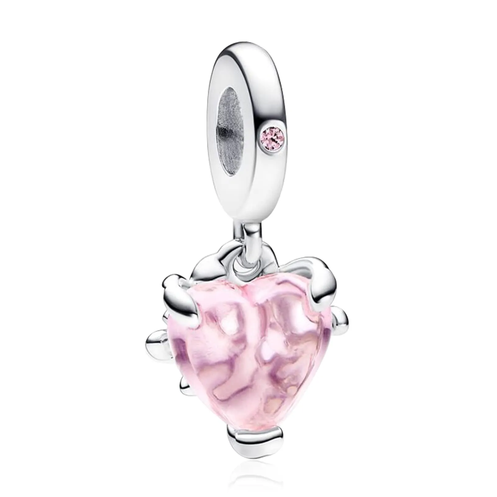 Annmors S925 Rose Gold Heart Charm Pendant for Bracelets and Necklaces, Silver - immagine 1