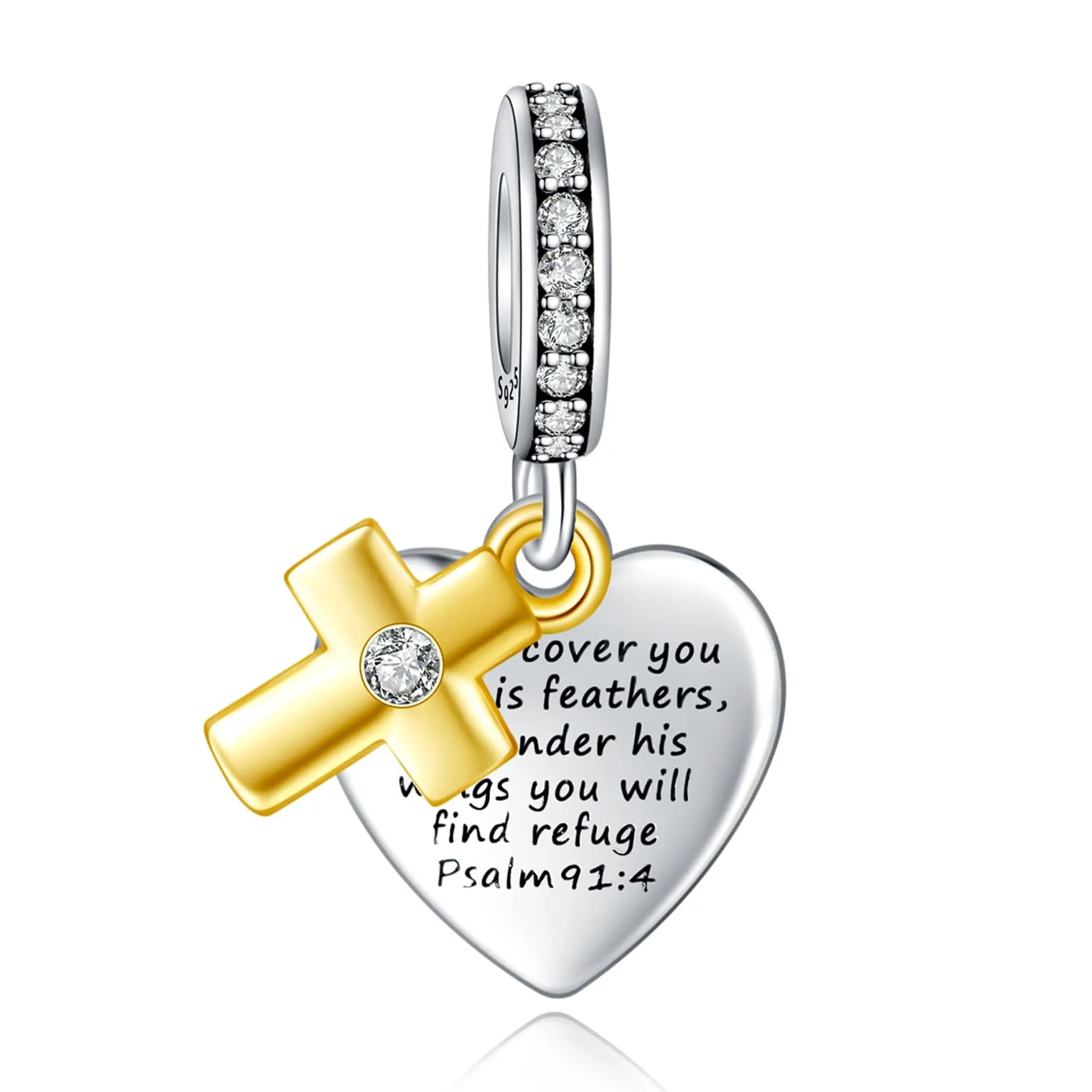 Annmors Ciondole Croce in Argento Sterling 925 con Zirconi per Braccialetti e Collane Donna - immagine 1