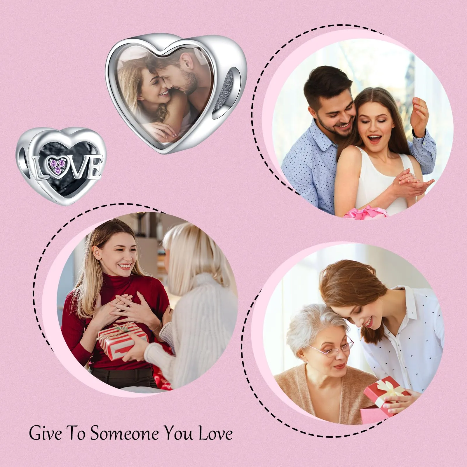 Annmors 925 Sterling Silver Personalized Photo Heart Charm for Bracelets and Necklaces - immagine 6