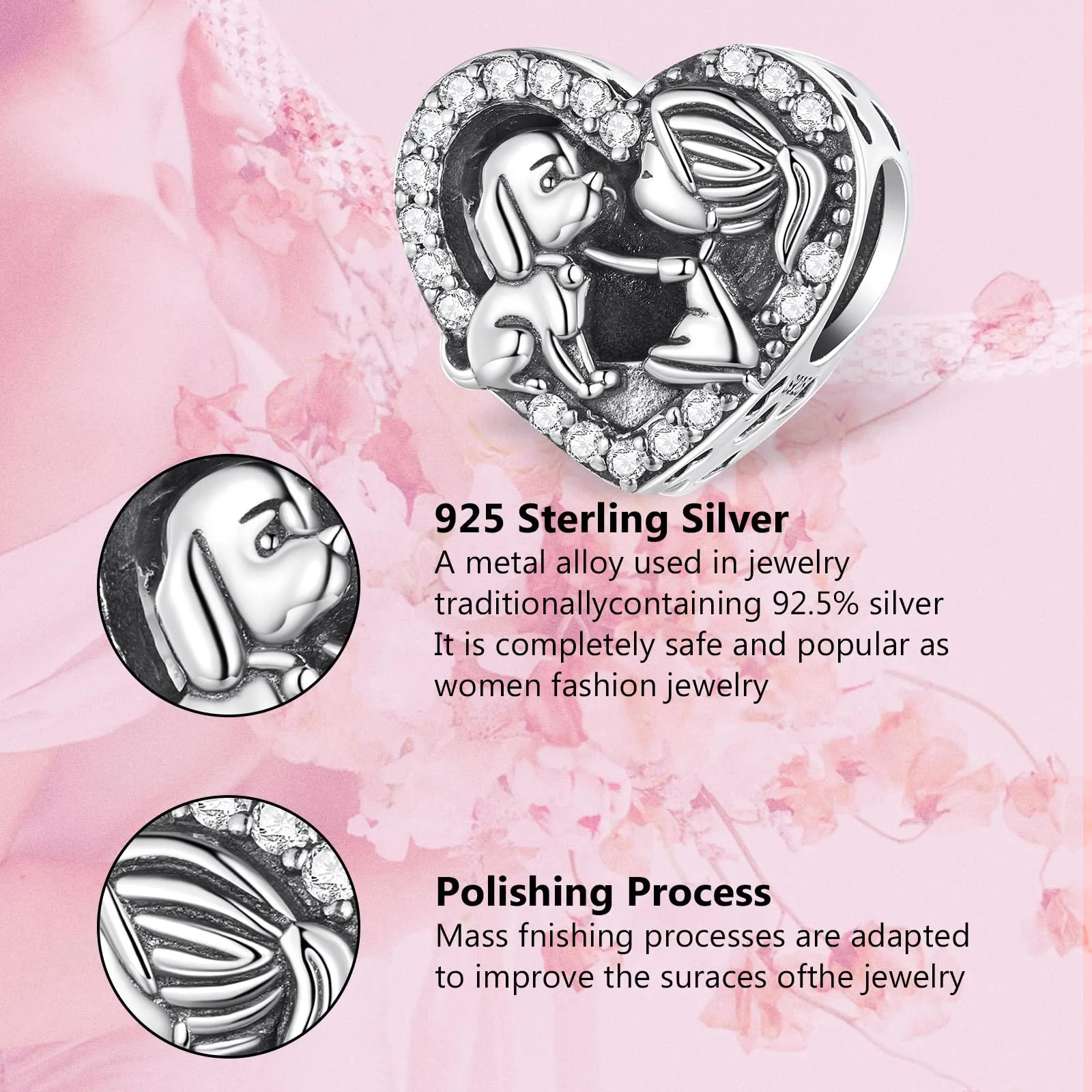 Annmors Cuore Charm Personalizzato Foto in Argento Sterling 925 per Bracciale Perline - immagine 4