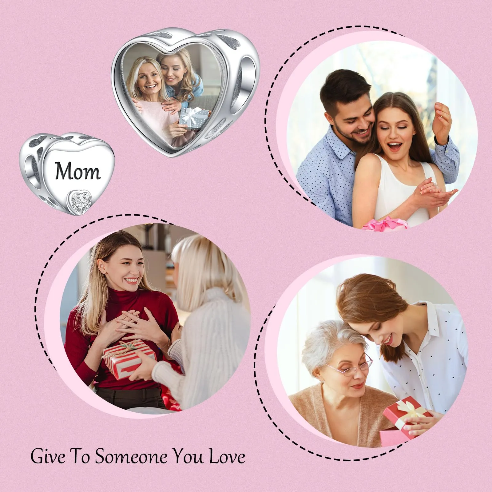 Annmors Ciondolo a Cuore Personalizzato in Argento Sterling 925 per Braccialetto Donna - immagine 6