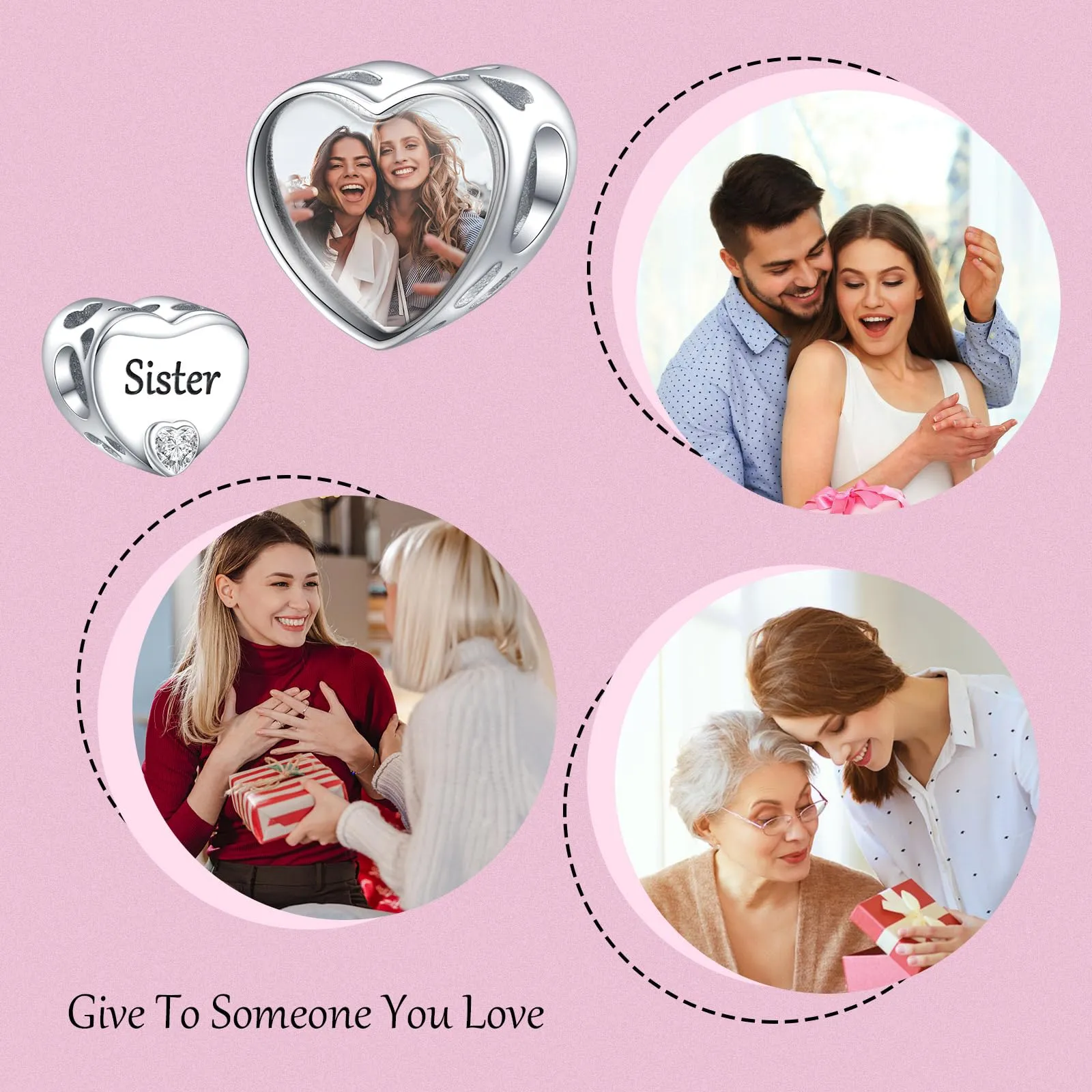 Annmors Ciondolo Cuore Personalizzato in Argento 925 per Braccialetto - immagine 6