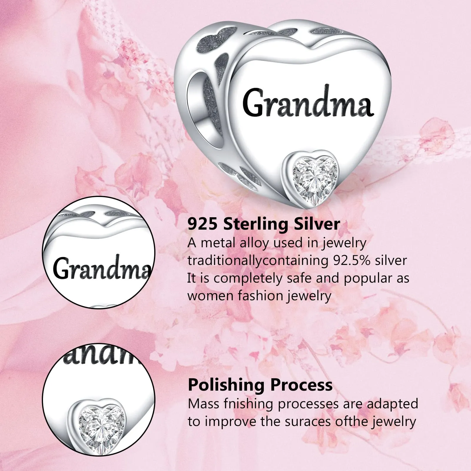 Annmors Ciondolo Cuore Personalizzato con Foto in Argento 925 per Braccialetto Donna - immagine 4