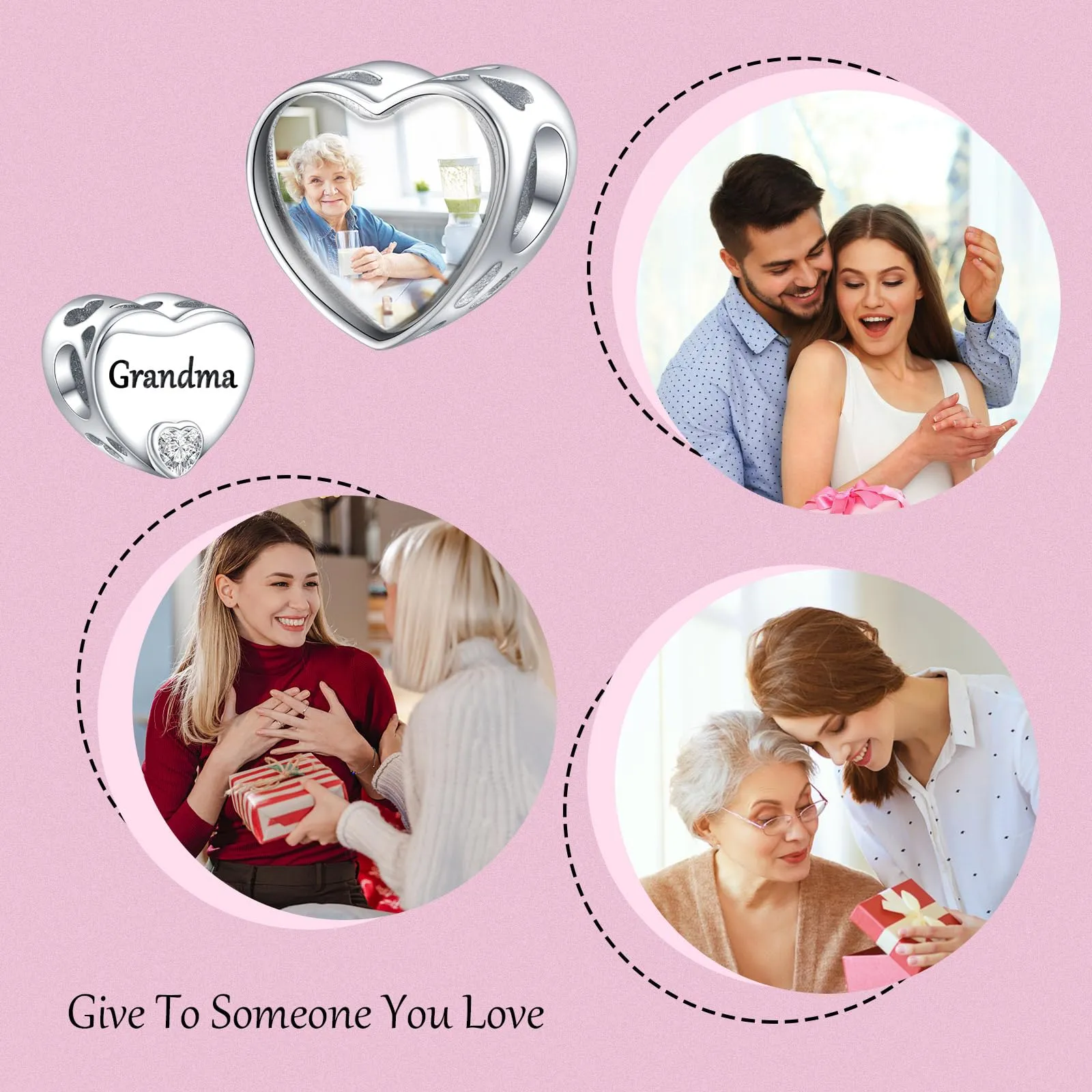 Annmors Ciondolo Cuore Personalizzato con Foto in Argento 925 per Braccialetto Donna - immagine 6